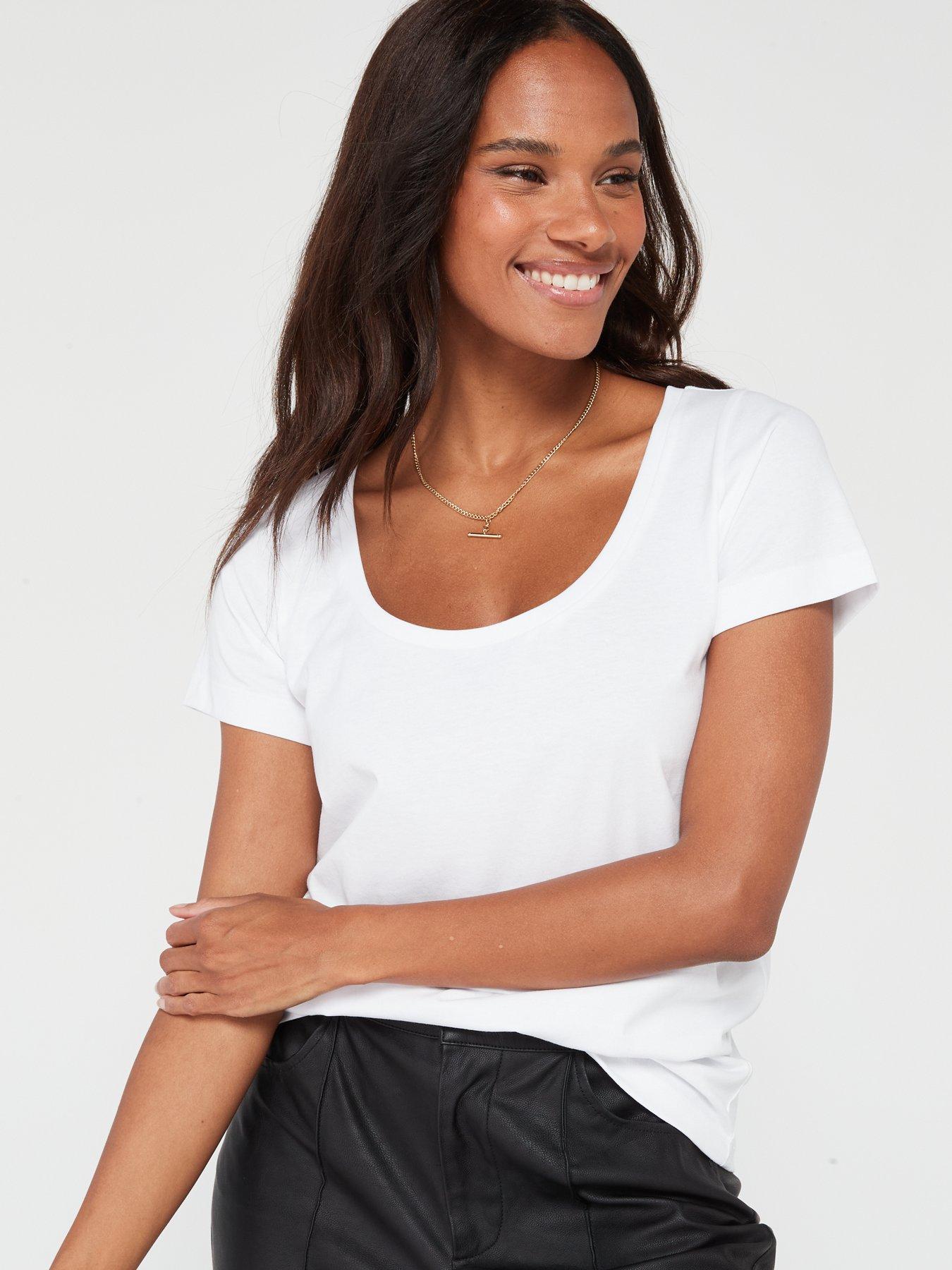 Image 4 of 6 of Everyday The Essential Scoop Neck T-Shirt - White