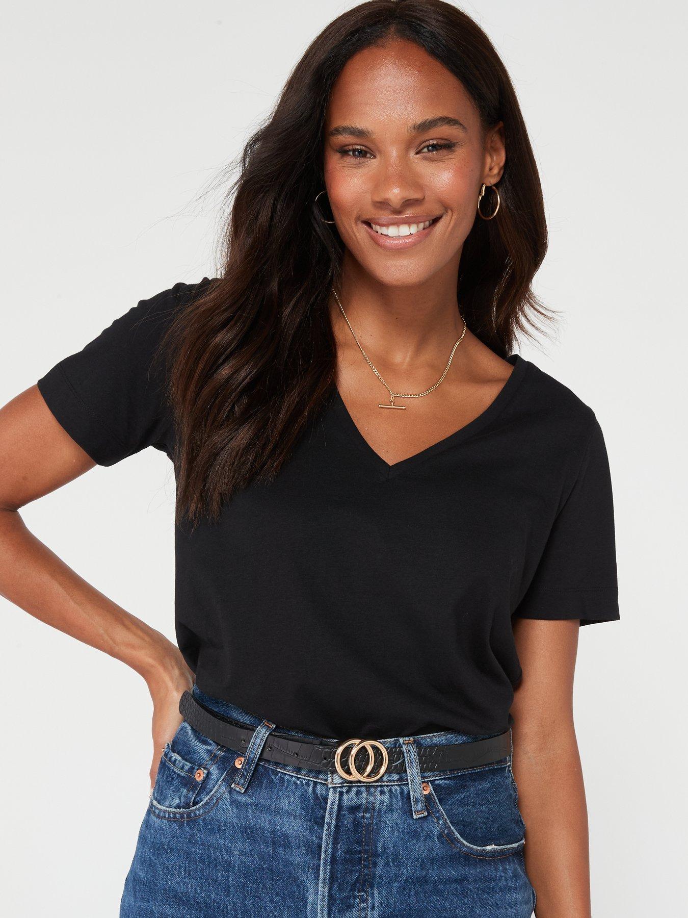 Image 4 of 6 of V by Very The Essential V Neck T-Shirt - Black
