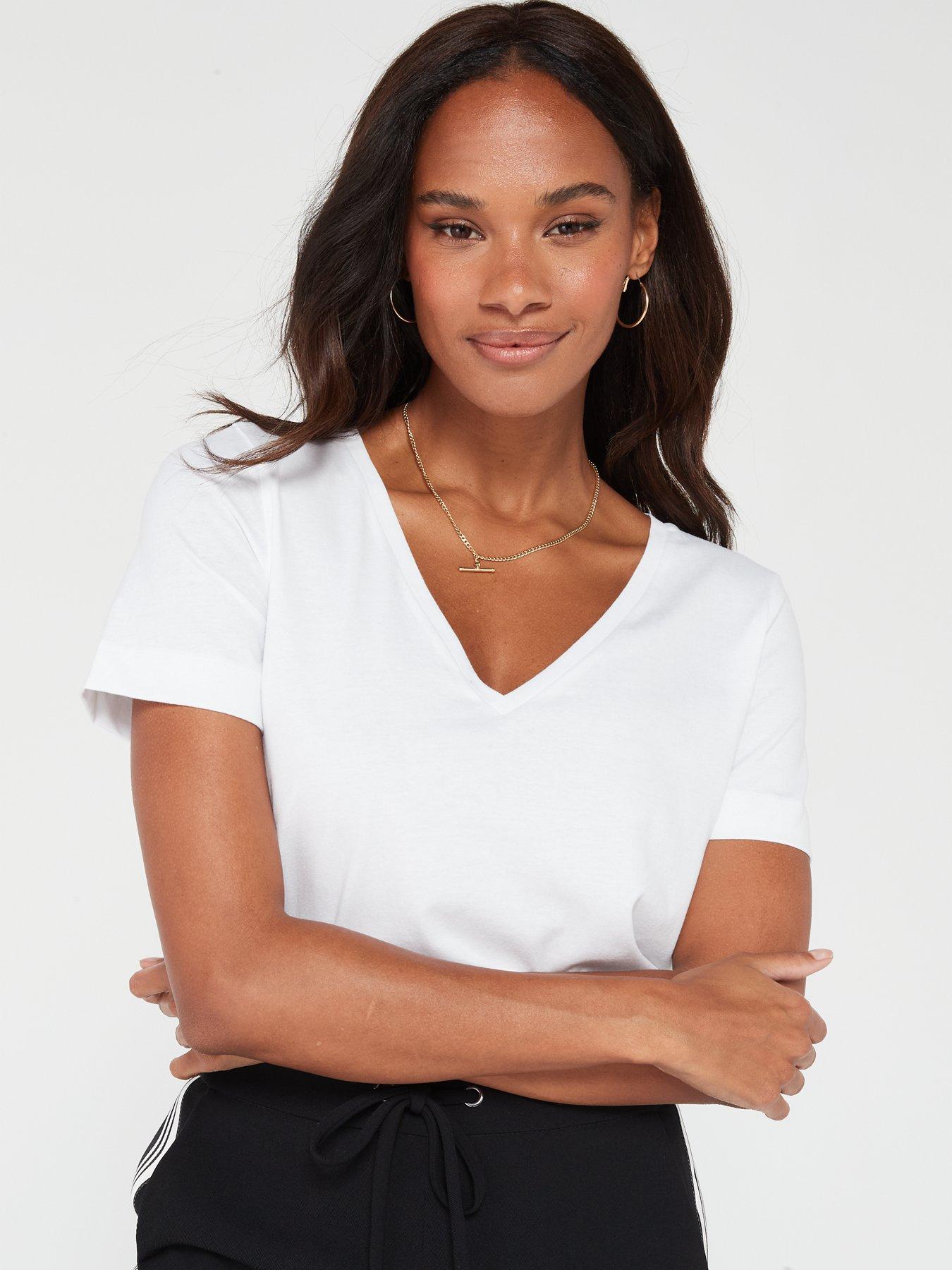 Image 4 of 6 of V by Very The Essential V Neck T-Shirt - White