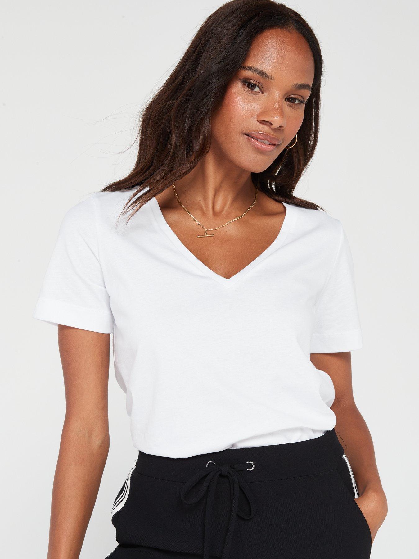 Image 6 of 6 of V by Very The Essential V Neck T-Shirt - White