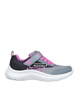 skechers girls skech fast gore & strap colour block trainer, black, size 12 younger