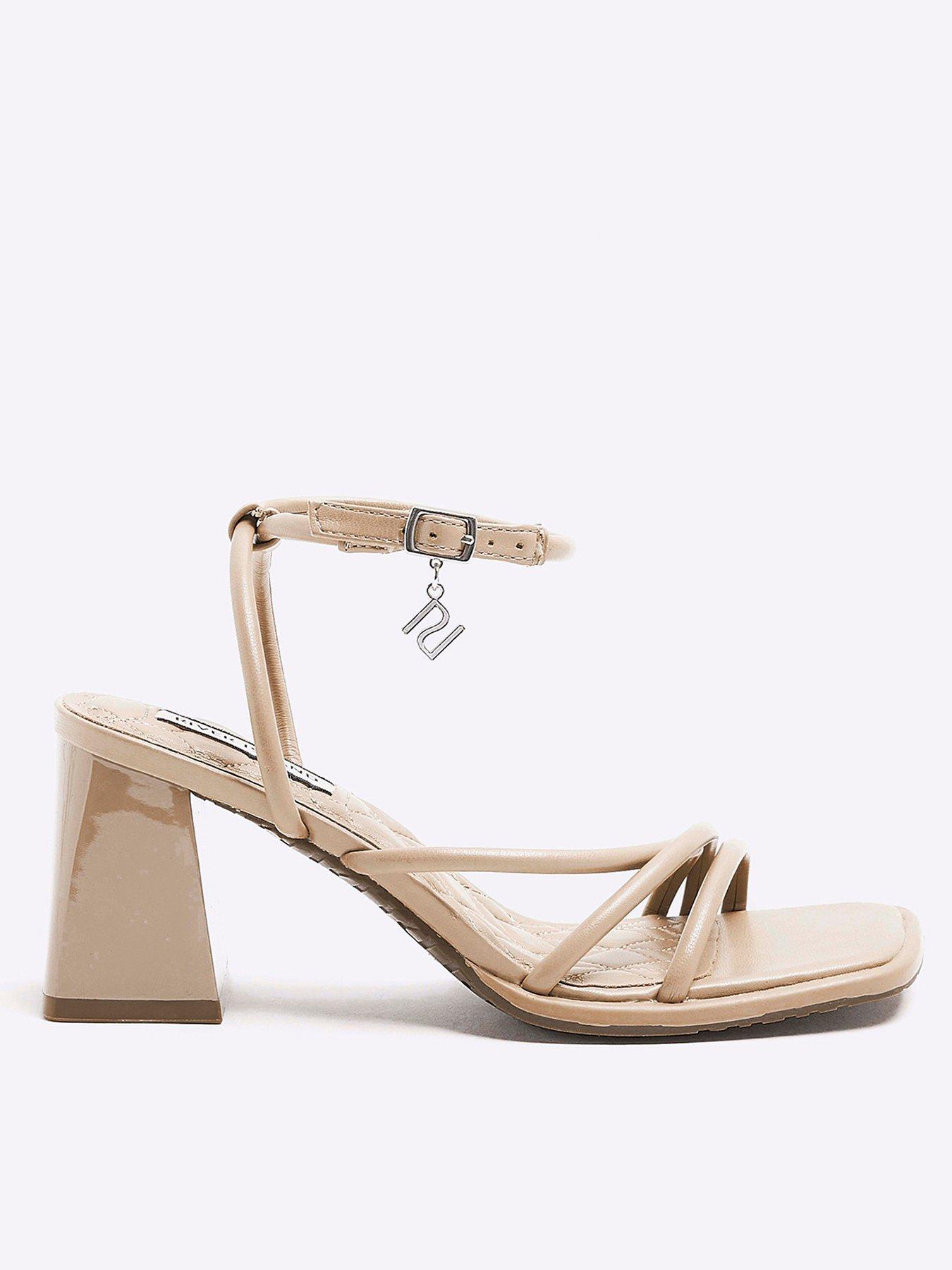 River Island Wide Strappy Heeled Sandal Beige very