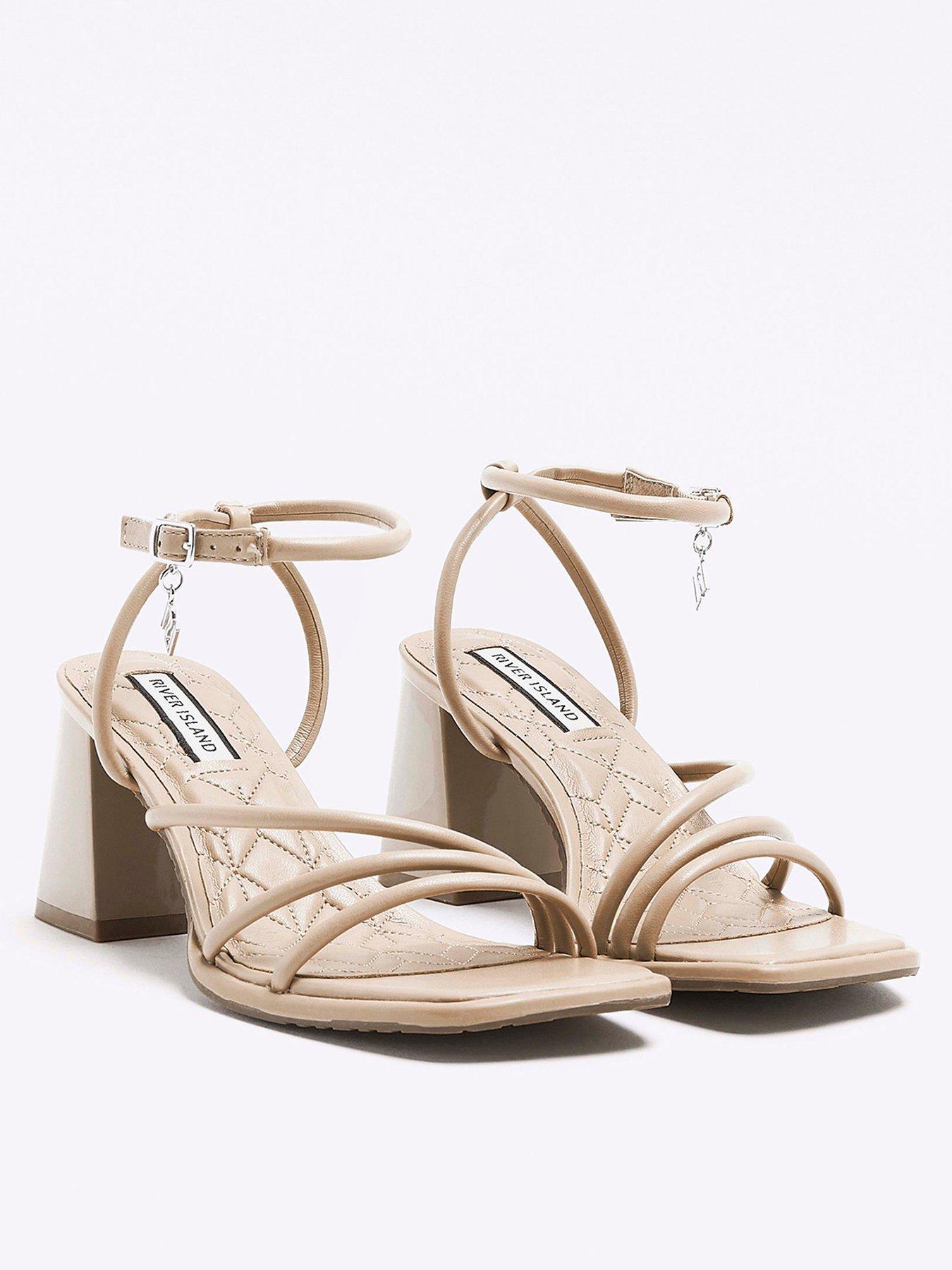 River Island Wide Strappy Heeled Sandal Beige very