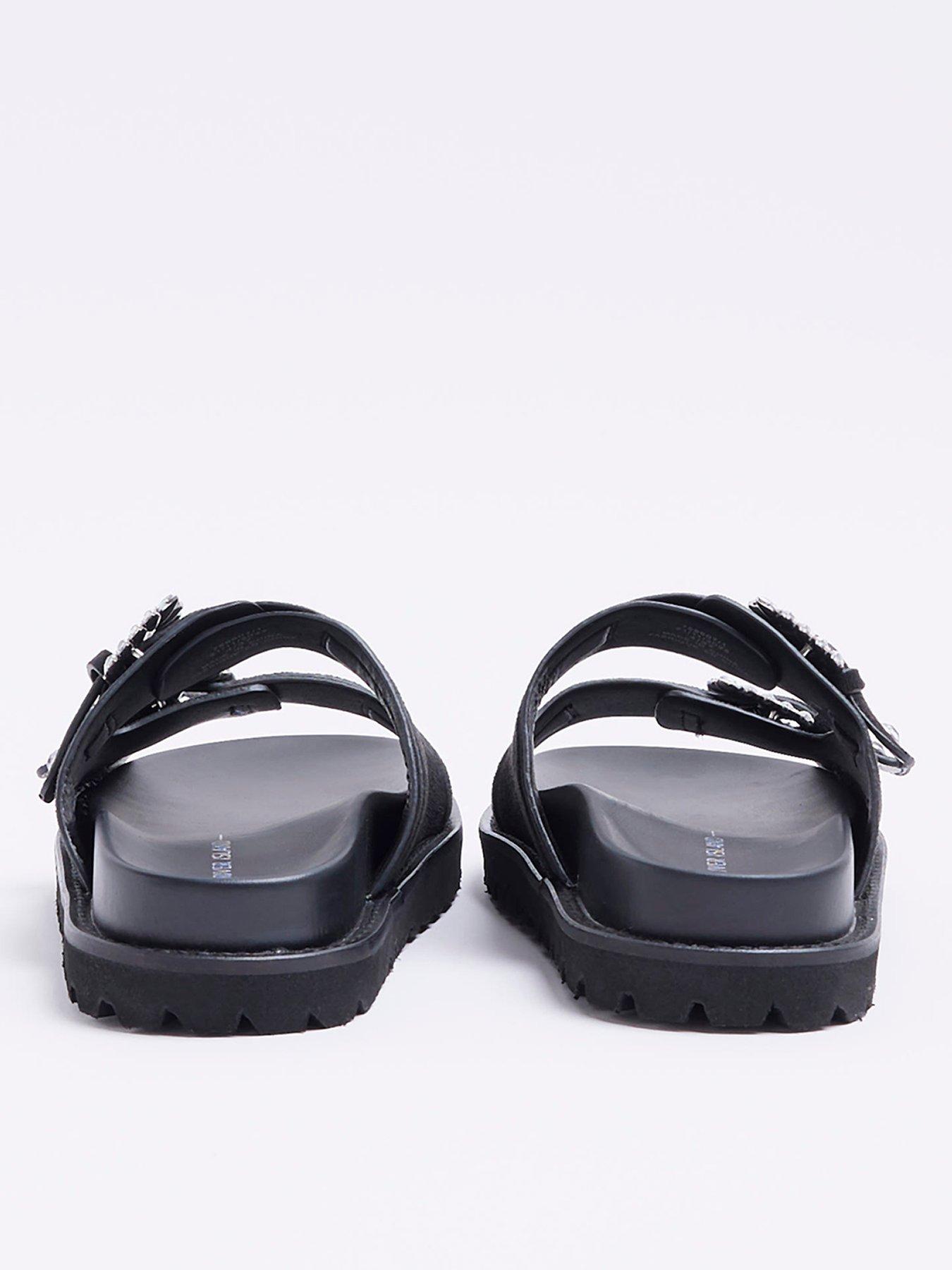 River island black buckle sandals hot sale