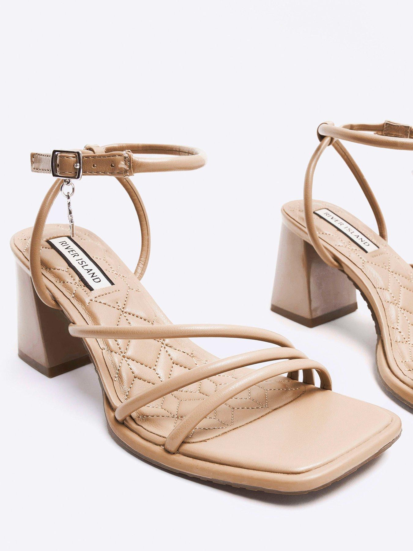 River Island Strappy Block Heeled Sandal Light Beige very