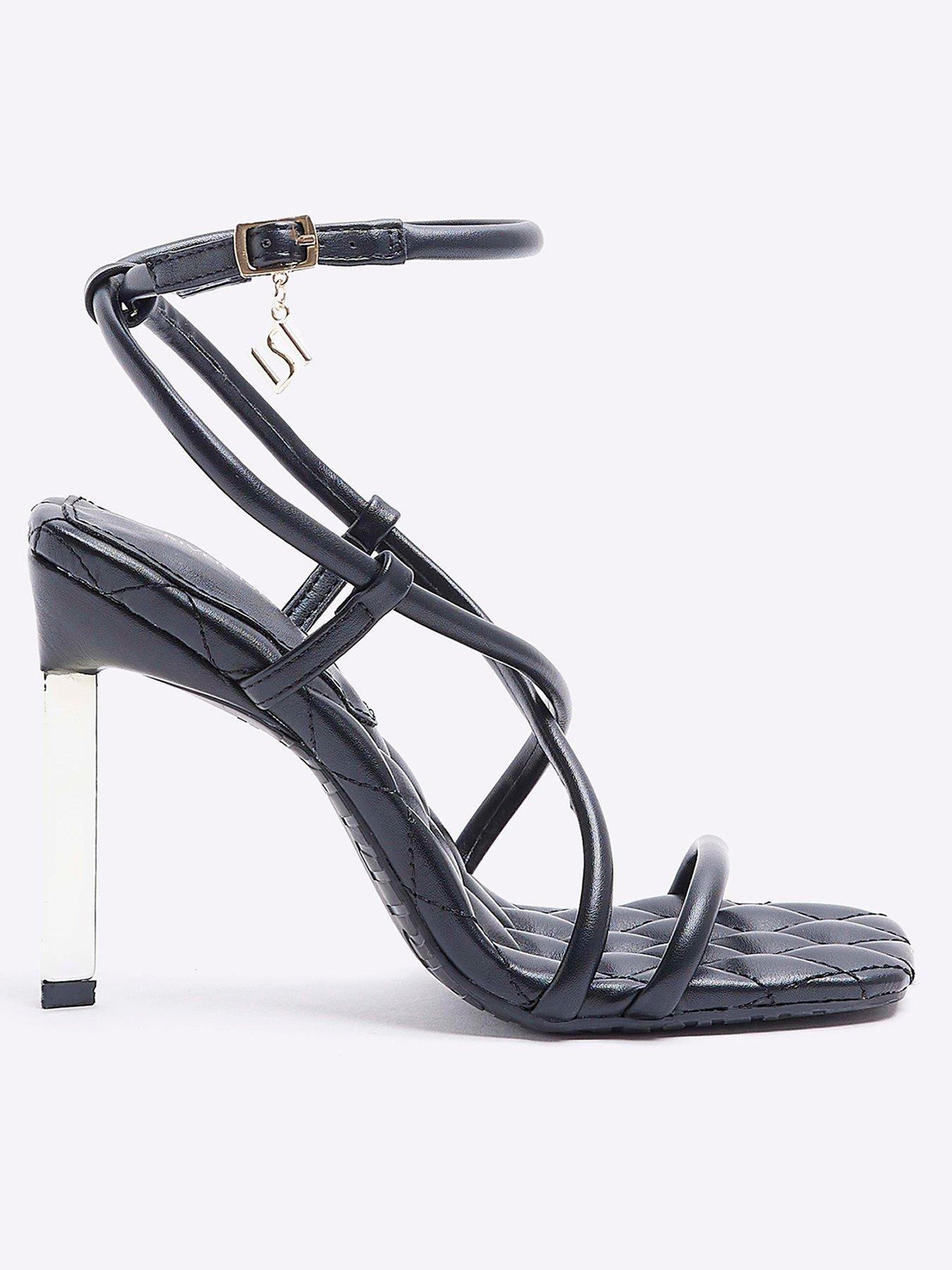 Metal Heel Barely There Heels Black