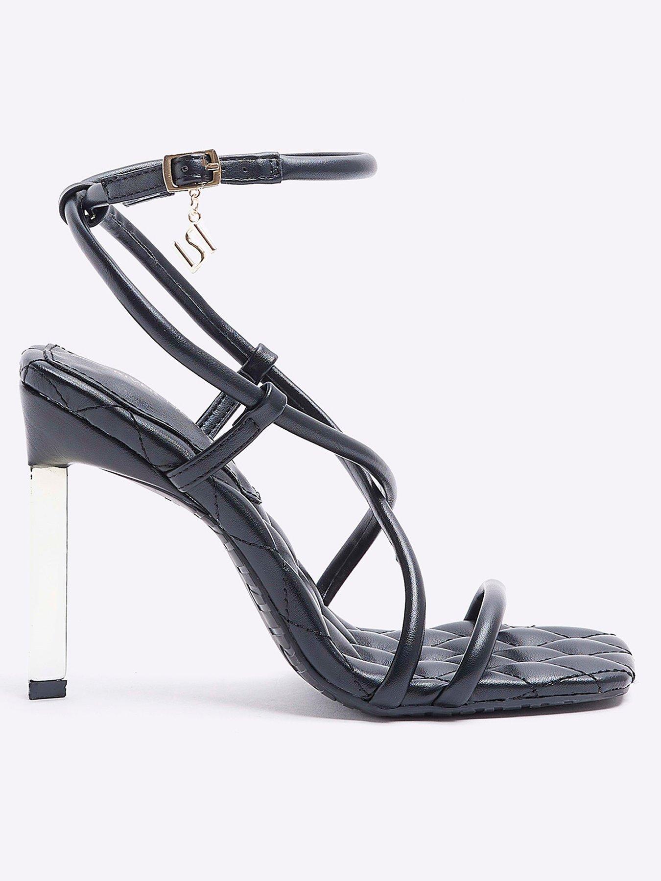 River island black hot sale block heels