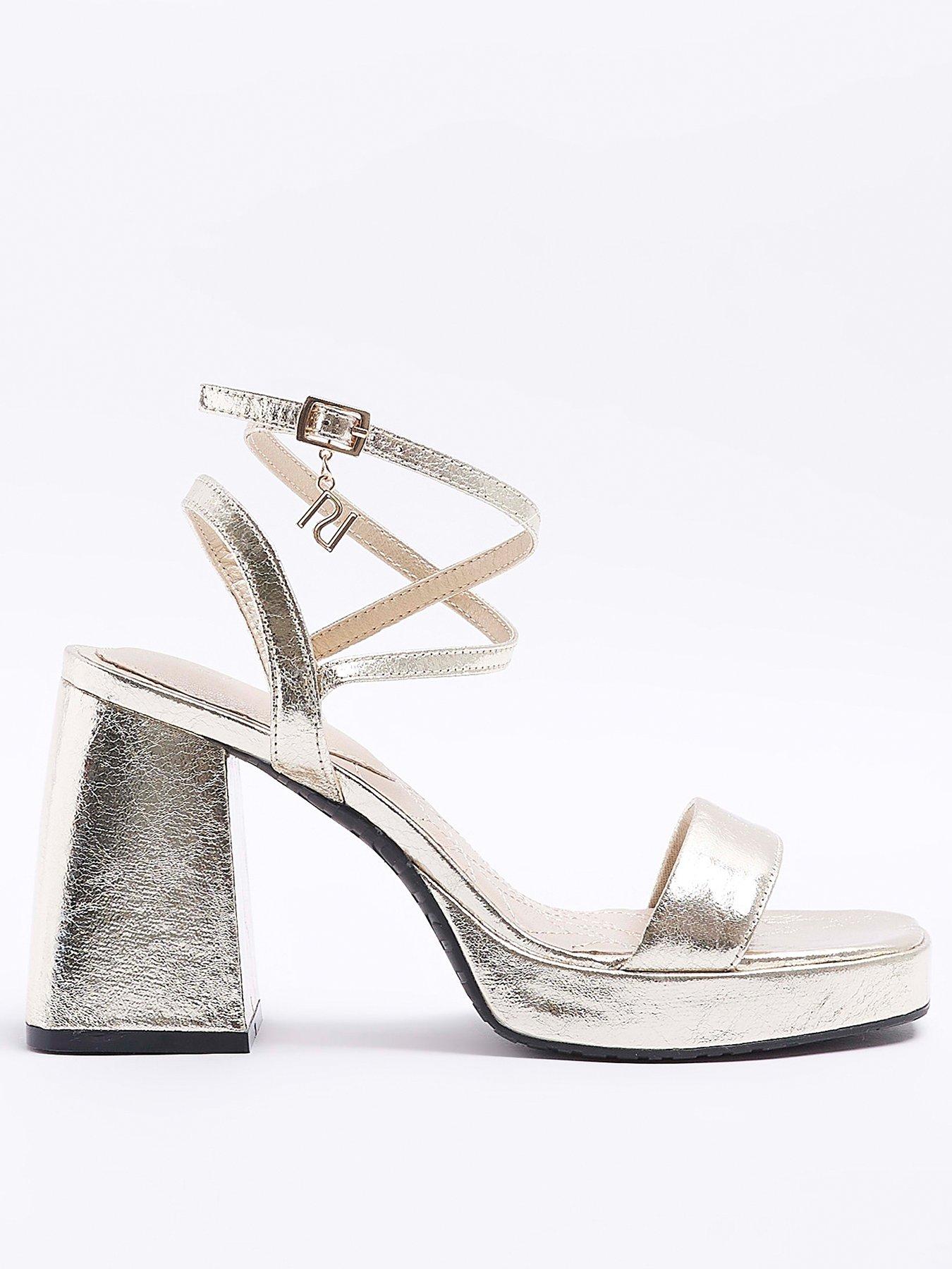 River island white block on sale heels