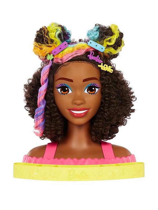Image 1 of 6 of Barbie Totally Hair Deluxe Neon Styling Head - Curly Brown Hair