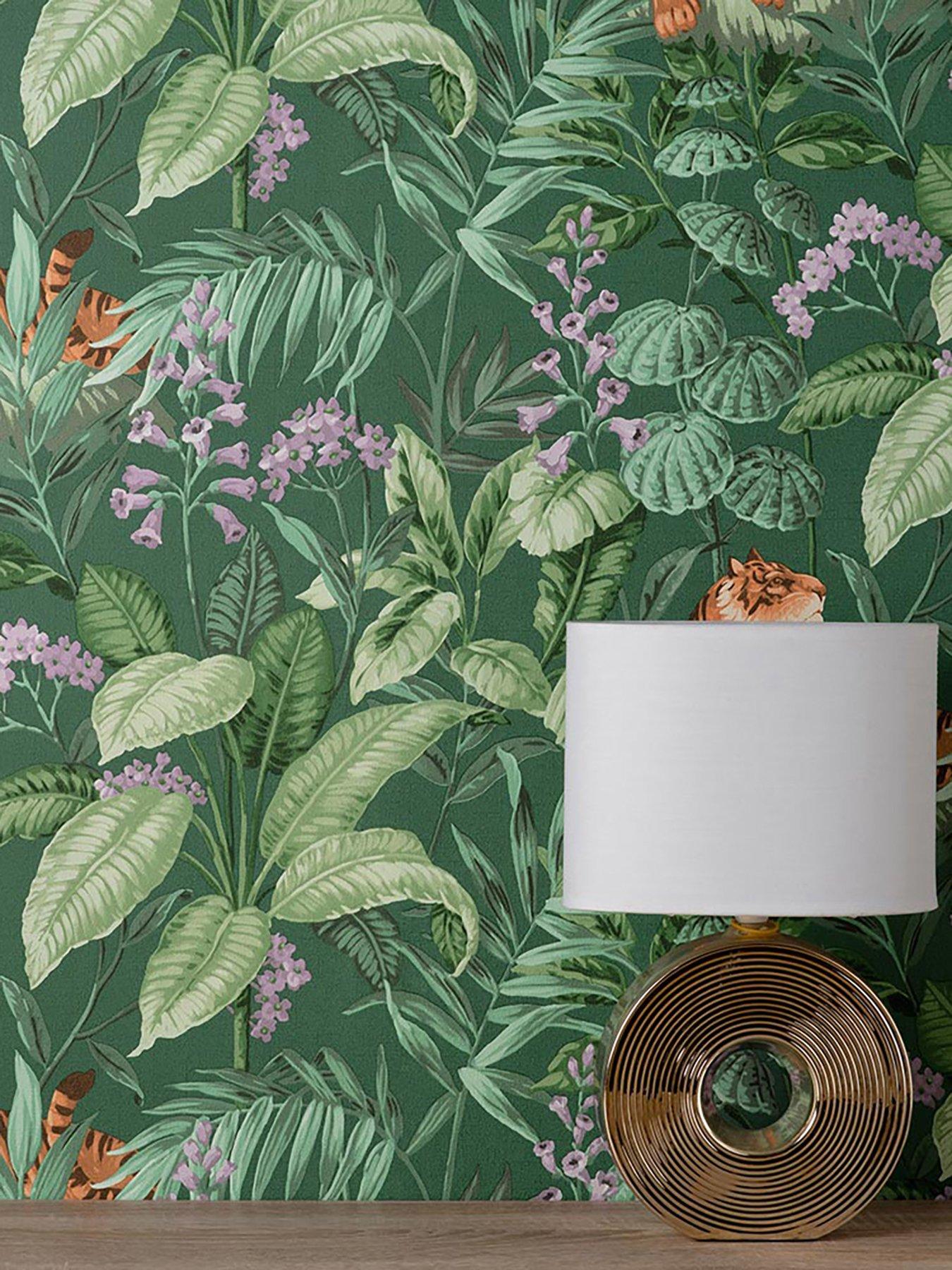 Product photograph of Crown Rajah Wallpaper In Emerald from very.co.uk