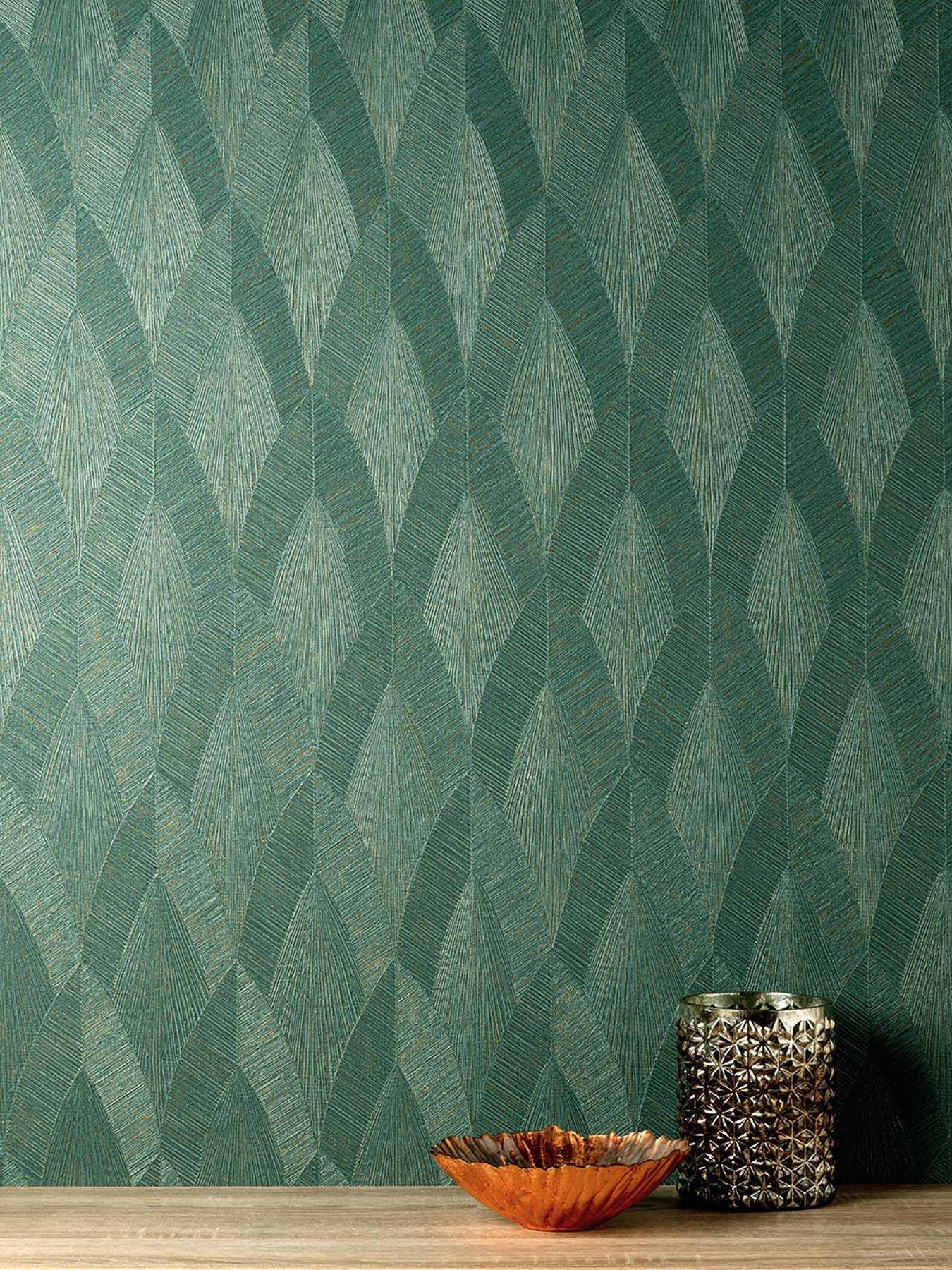 Product photograph of Vymura Romana Arch Wallpaper - Emerald from very.co.uk