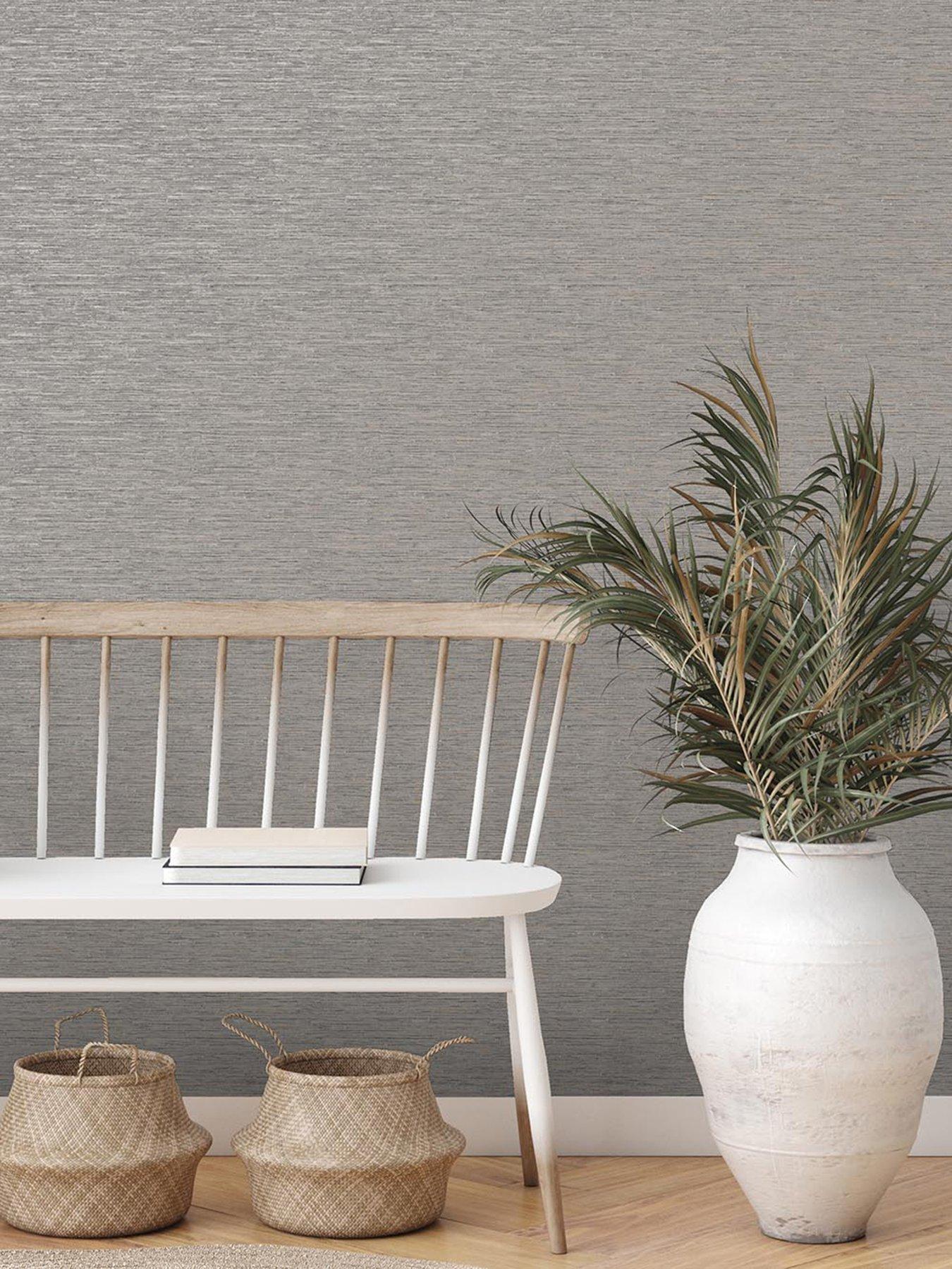 Product photograph of Fine Decor Miya Grasscloth Wallpaper In Grey from very.co.uk