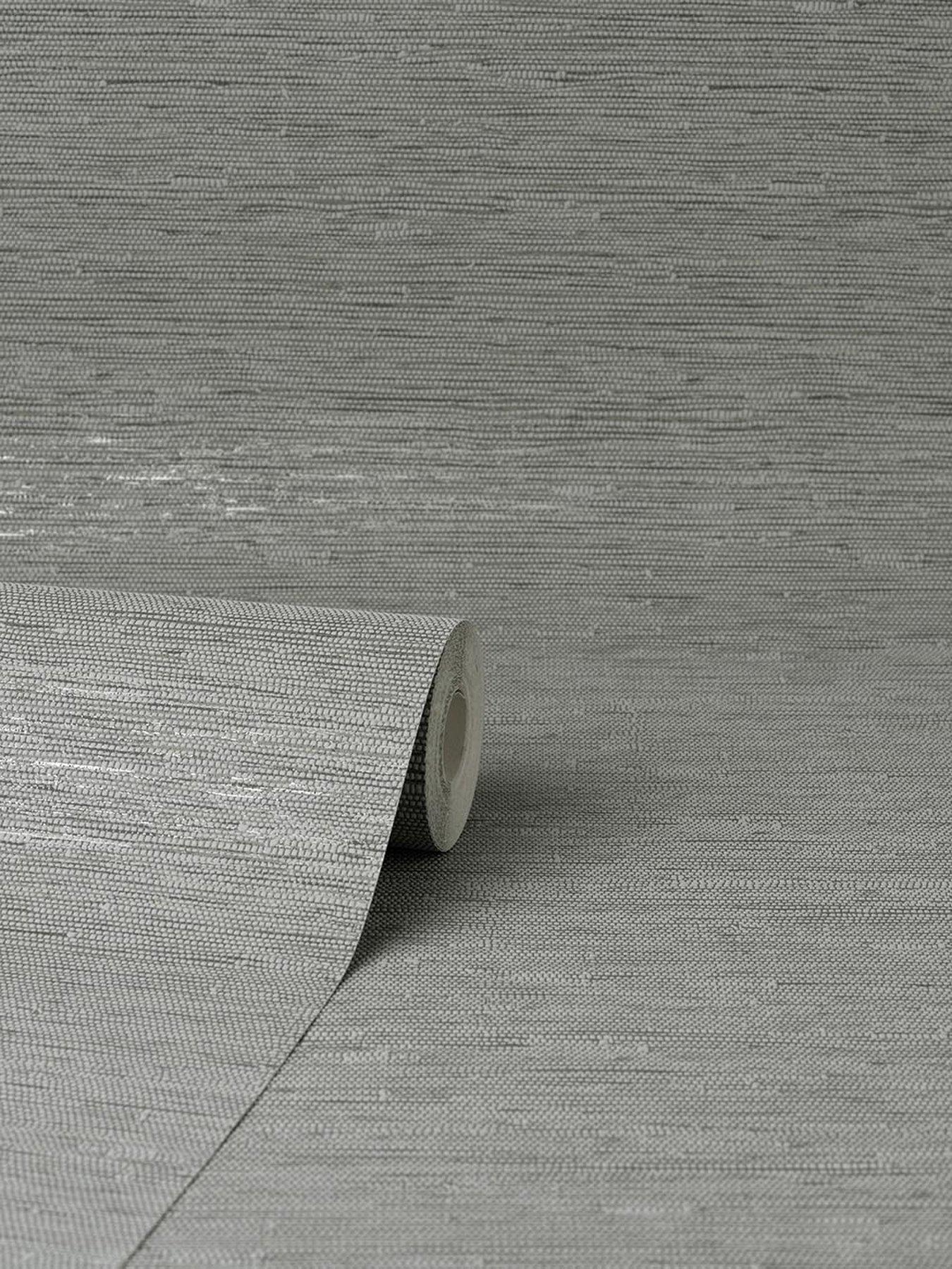 Fine Decor Miya Grasscloth Wallpaper in Grey | Very.co.uk