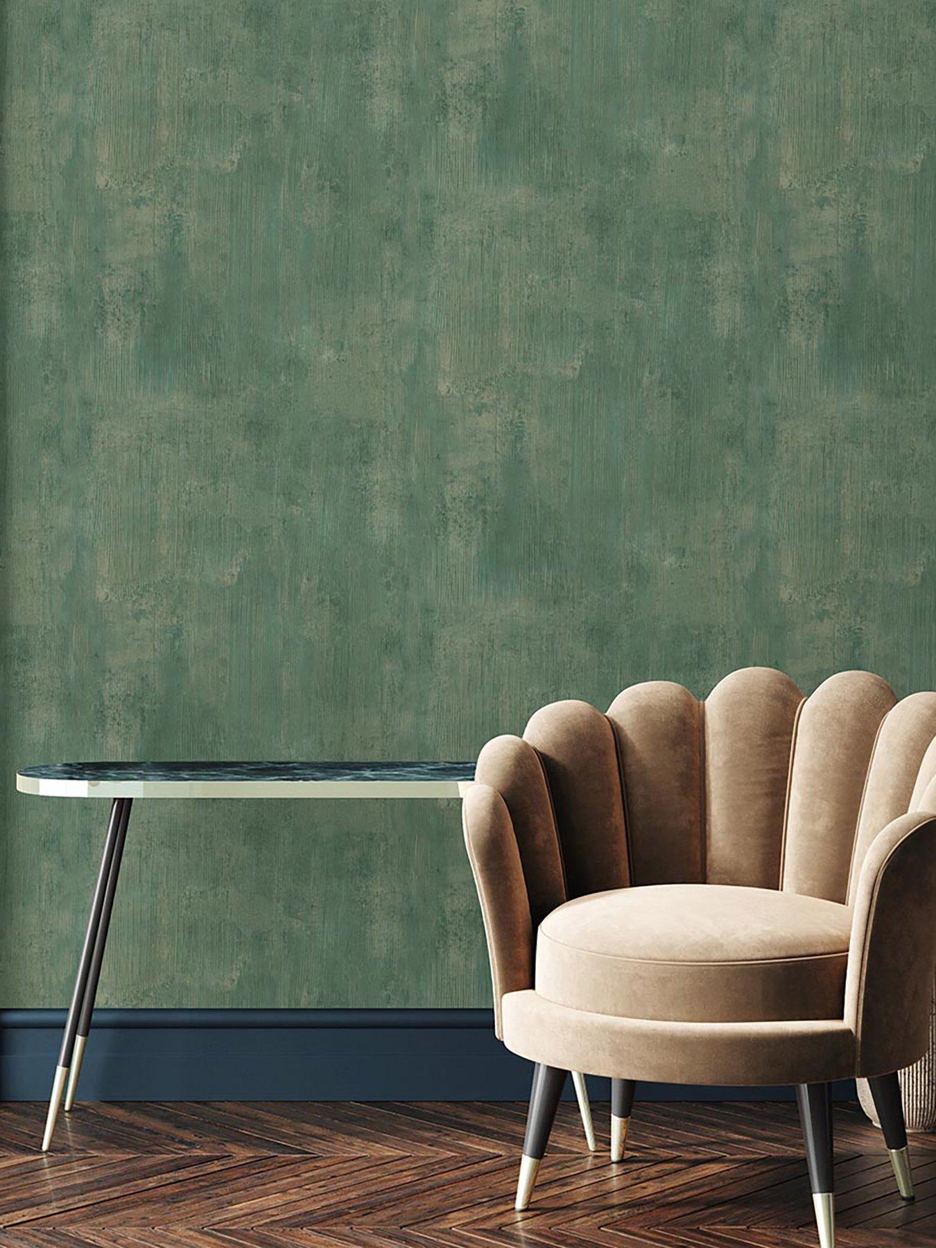 Product photograph of Vymura Romana Plain Wallpaper In Emerald from very.co.uk