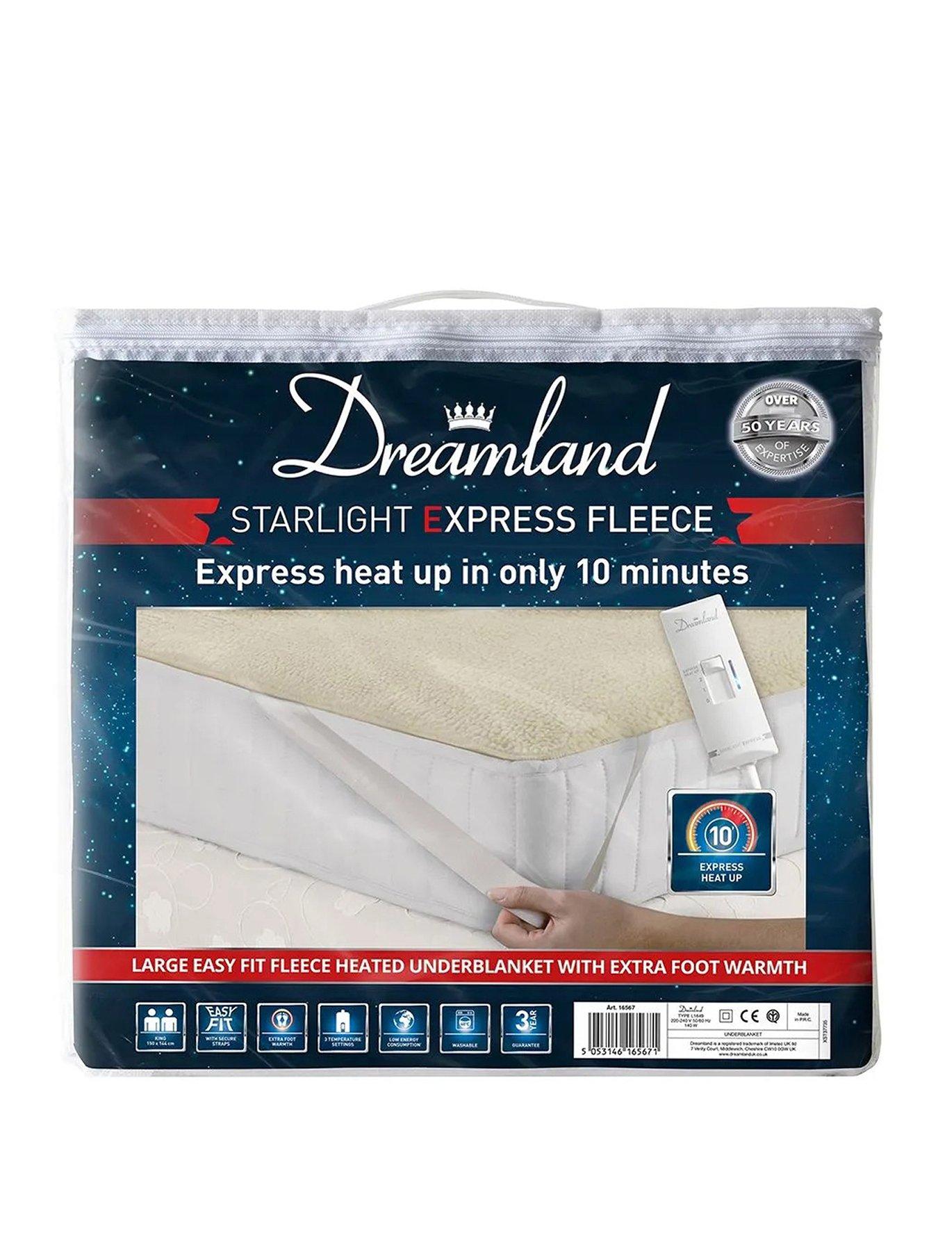 Dreamland Starlight Express Heated Fleece Underblanket - King size - Cream  | very.co.uk