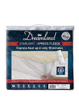 dreamland starlight express heated fleece underblanket - king size - cream