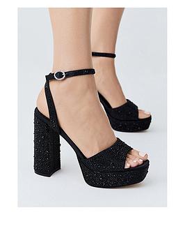 karen millen diamante detail platform heel - black, black, size 5, women
