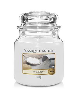 Product photograph of Yankee Candle Classic Medium Jar Candle Ndash Baby Powder from very.co.uk