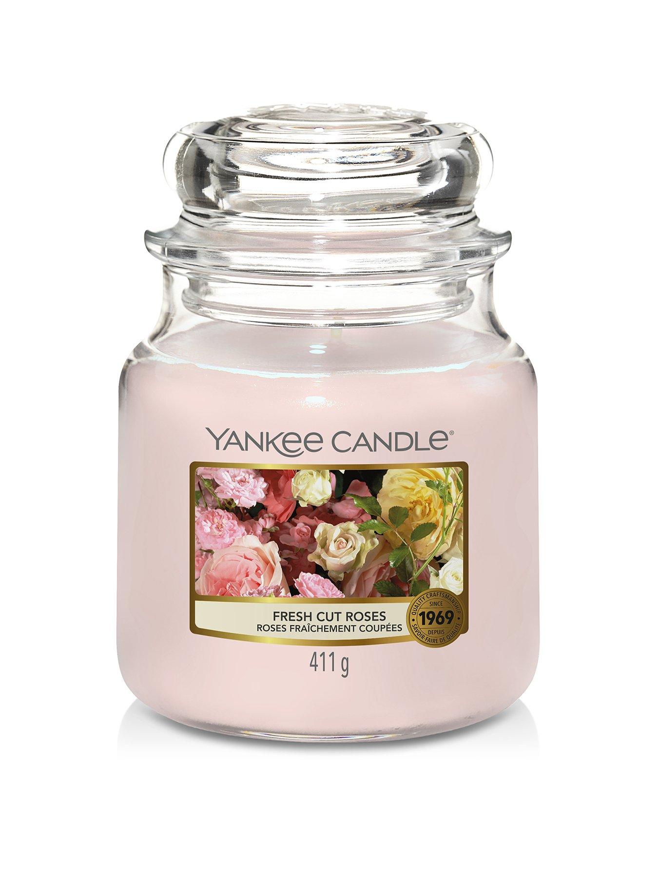 Product photograph of Yankee Candle Classic Medium Jar Candle Ndash Fresh Cut Roses from very.co.uk