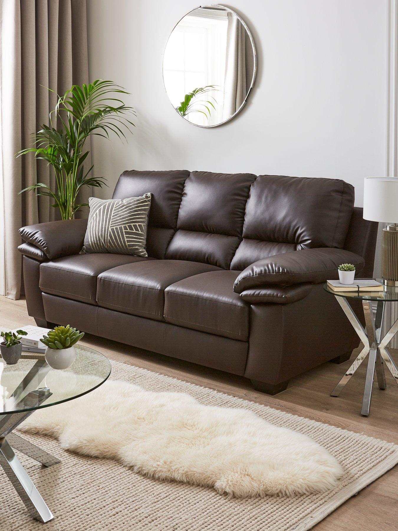 Product photograph of Verona Leather Faux Leather 3 Seater Sofa - Fsc Reg Certified from very.co.uk