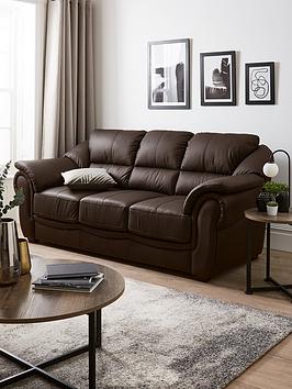 Product photograph of Very Home Naples Leather 3 Seater Sofa from very.co.uk