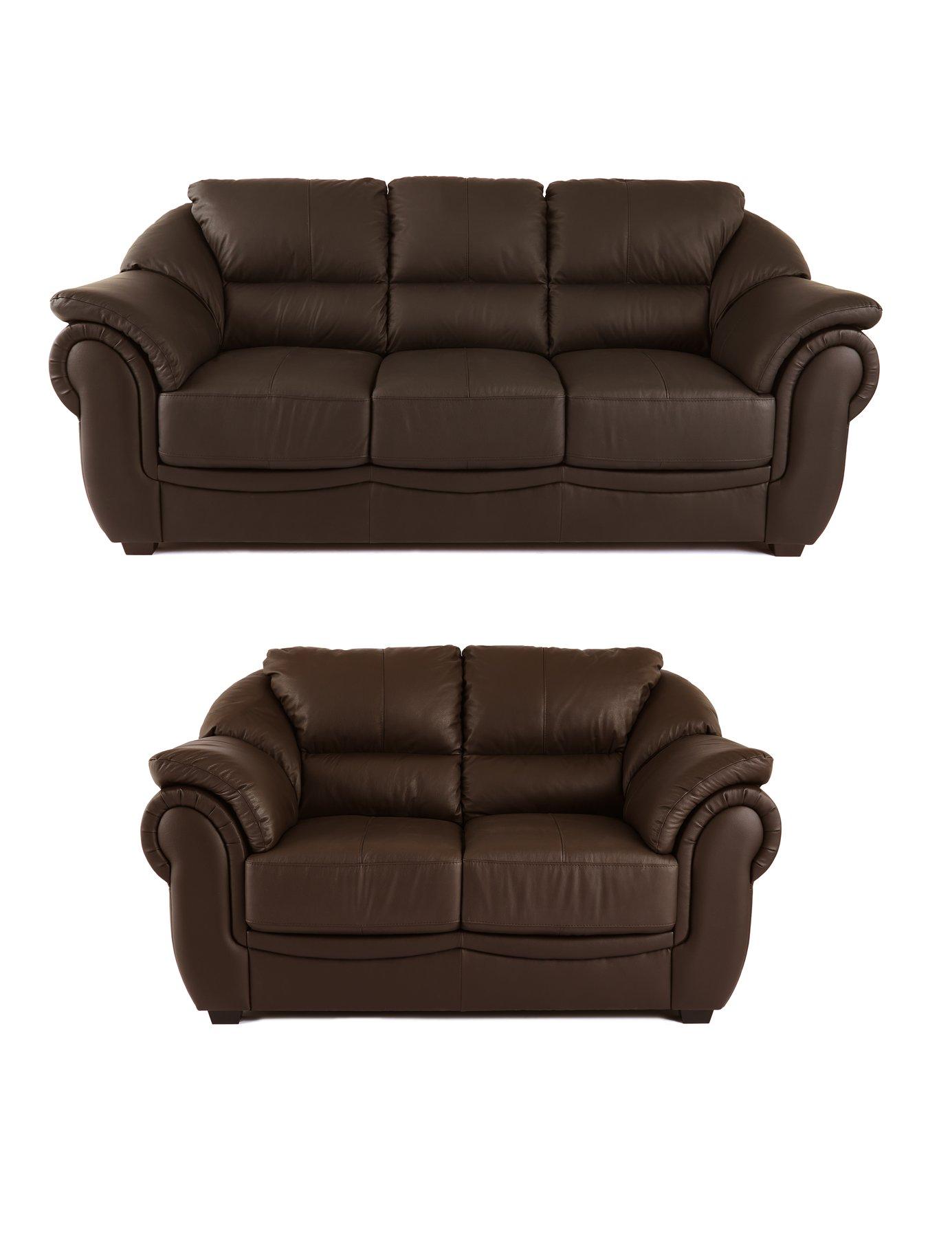 The Very Collection Naples Italian Leather 3 Seater + 2 Seater Sofa Set