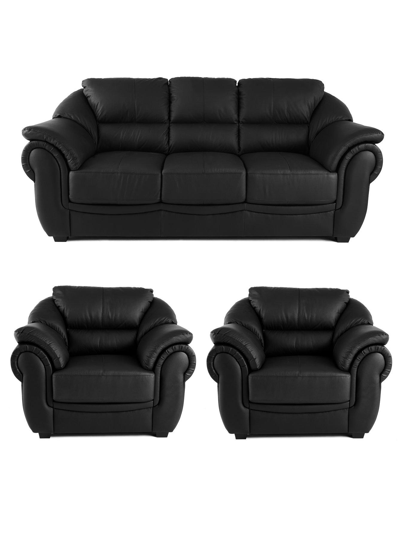 Very Home Naples Italian Leather 3 Seater Sofa + 2 Chair Set