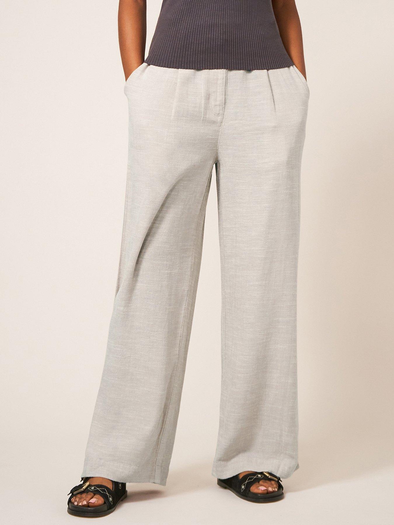 White Stuff Lucinda Wide Leg Linen Trouser - Beige | very.co.uk