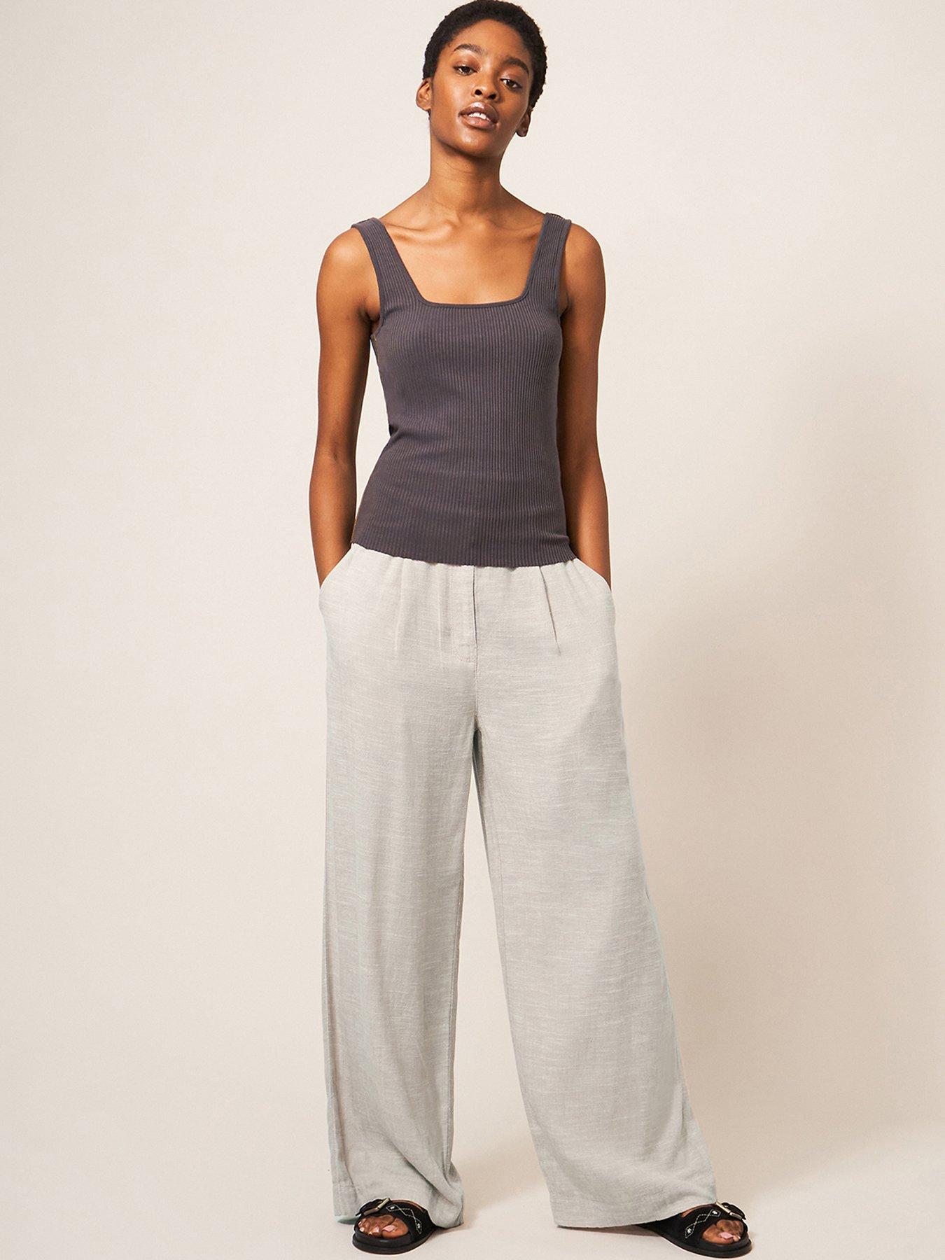 Grey linen 2024 trousers womens