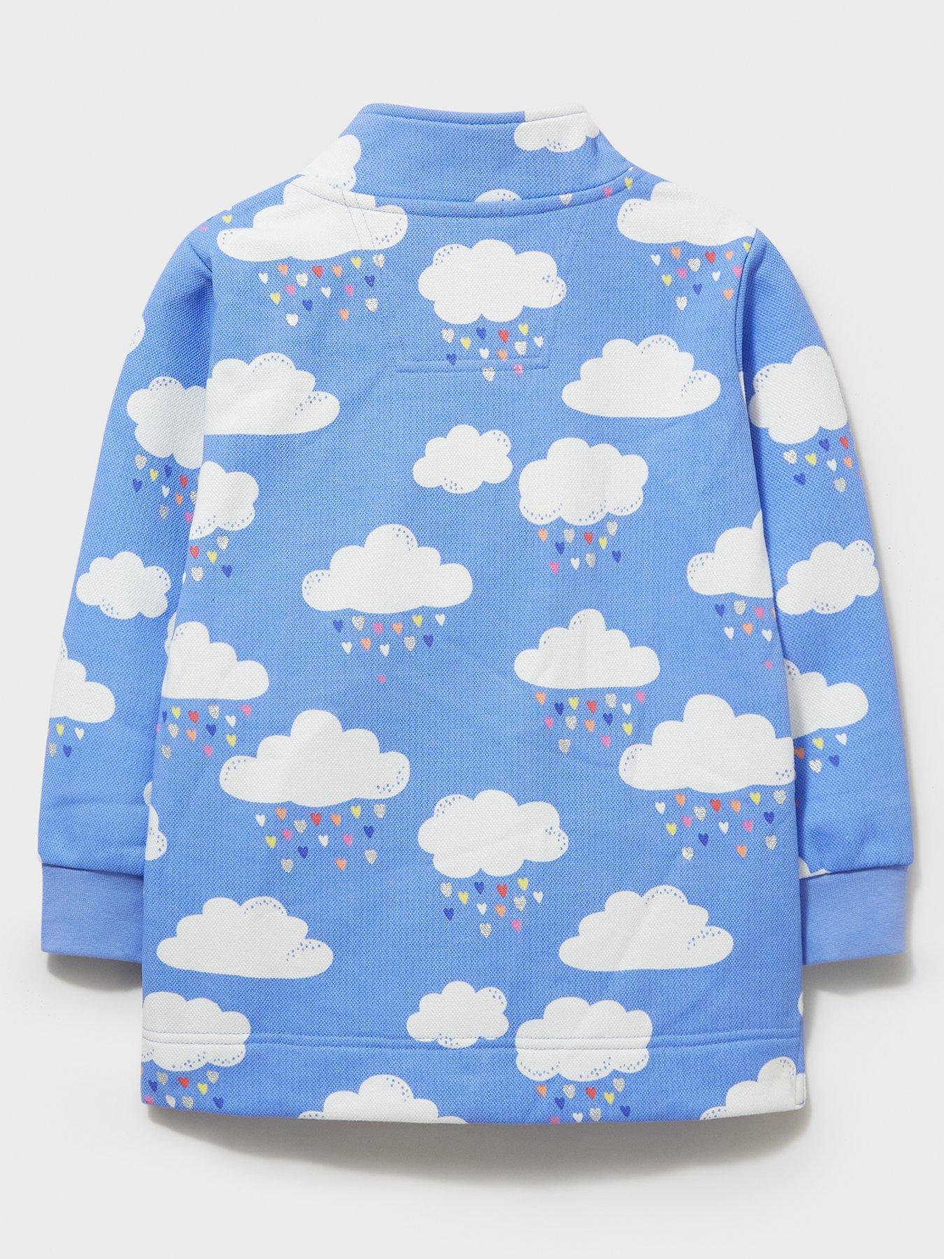 Crew Clothing Girls Cloud Print Half Zip Sweat - Bright Blue