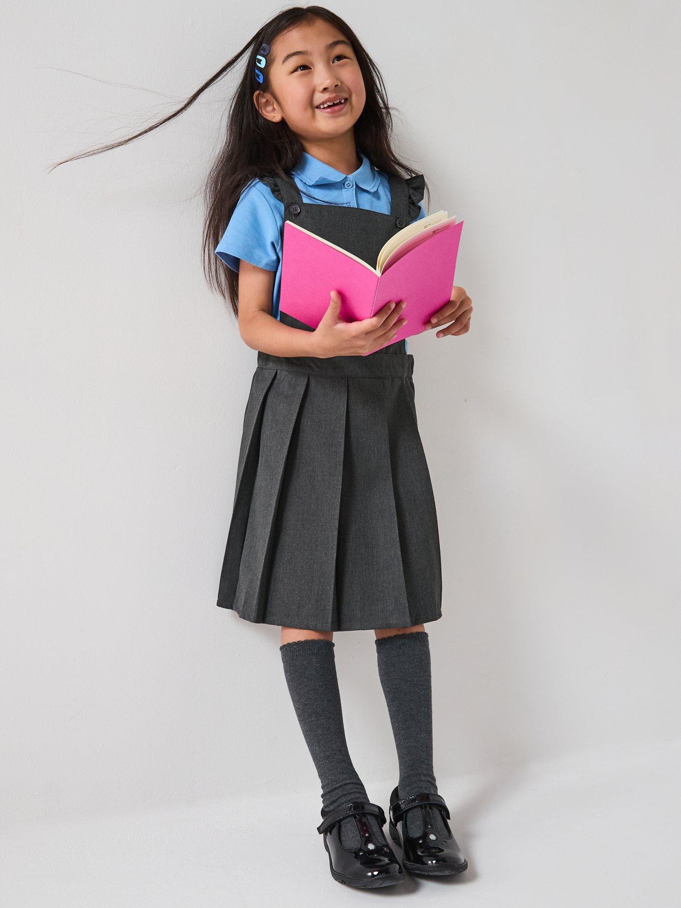 Image 6 of 6 of The Very Collection Girls Detailed School&nbsp;Pinafore Dress - Grey
