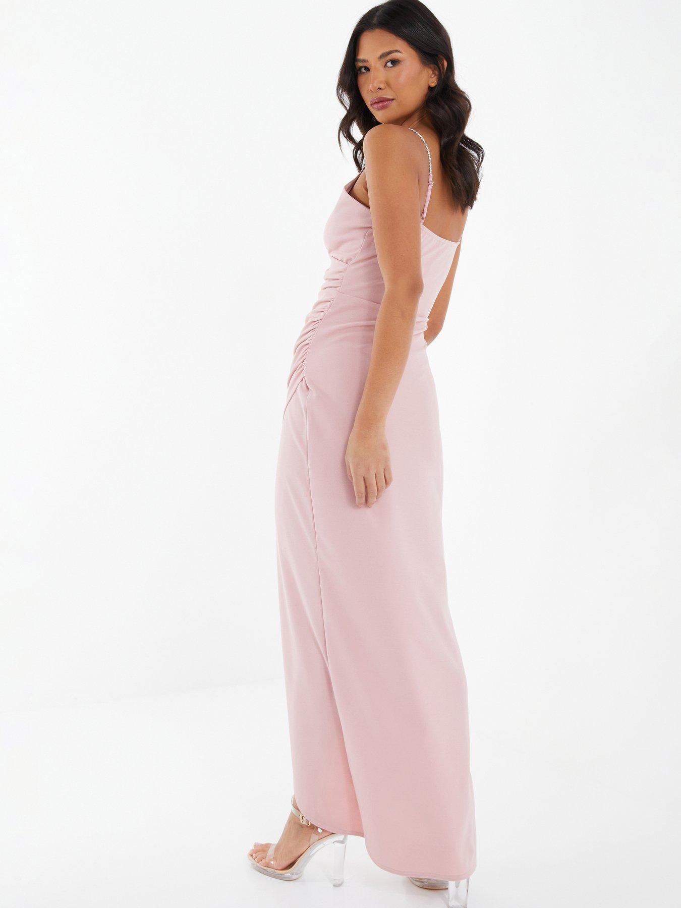 Light pink 2024 wrap maxi dress