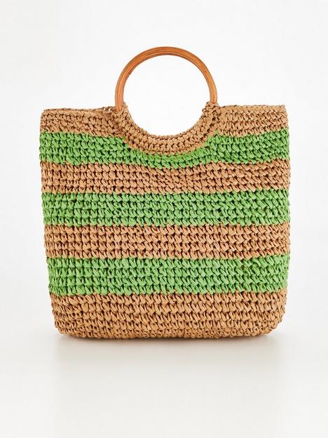 pieces-straw-look-large-shopper-with-round-handle--green