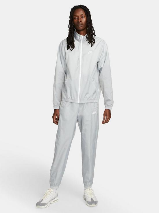 front image of nike-nswnbsplined-woven-tracksuit-grey