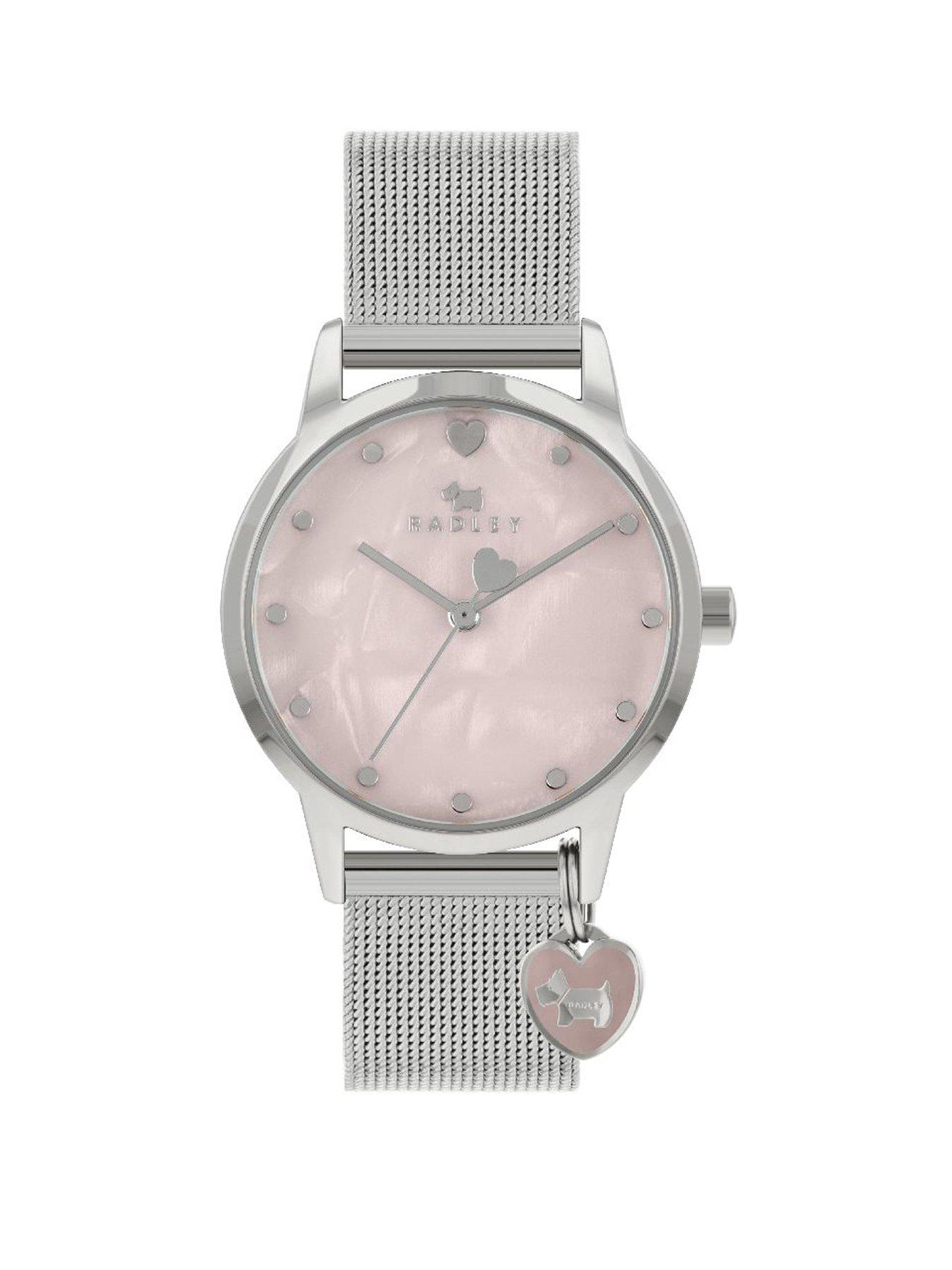 Product photograph of Radley Ladies Silver Stainless Steel Mesh Strap Watch from very.co.uk