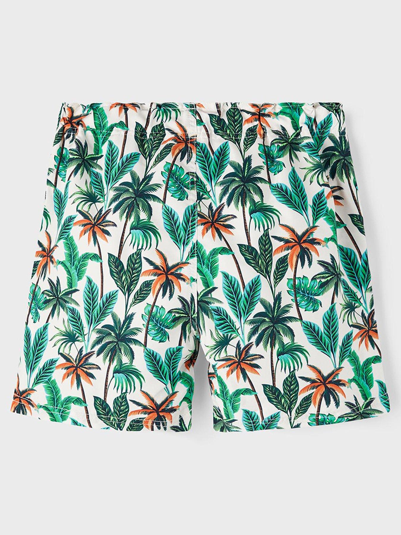 Name It Boys Palm Tree Swimshorts - Buttercream | Very.co.uk