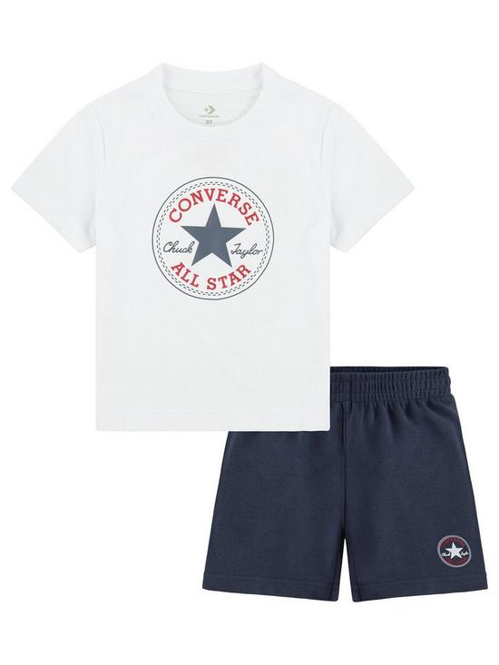 front image of converse-younger-boys-sports-core-t-shirt-amp-short-set-navy