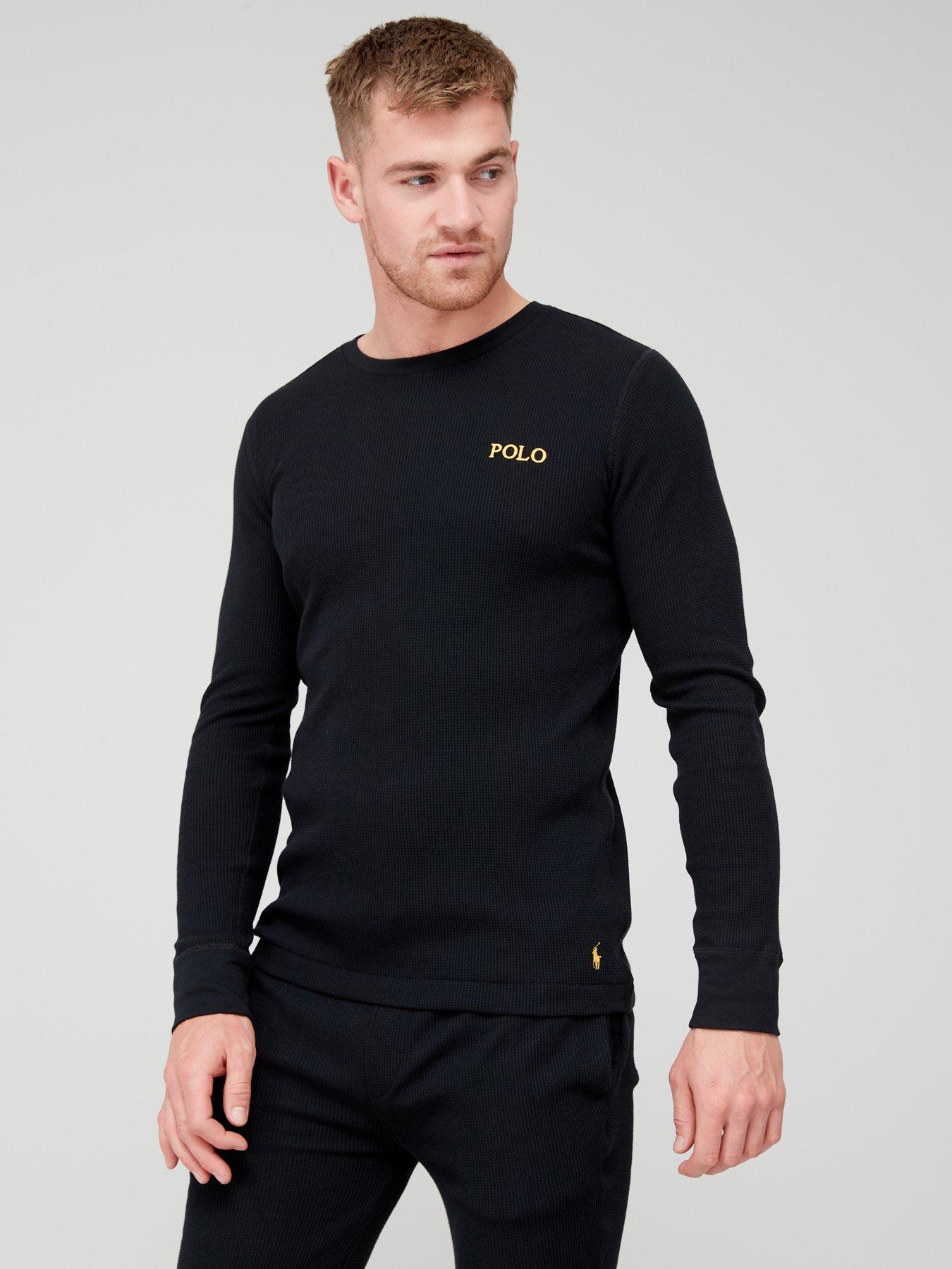 Polo Ralph Lauren Waffle Long Sleeve Lounge Top Black