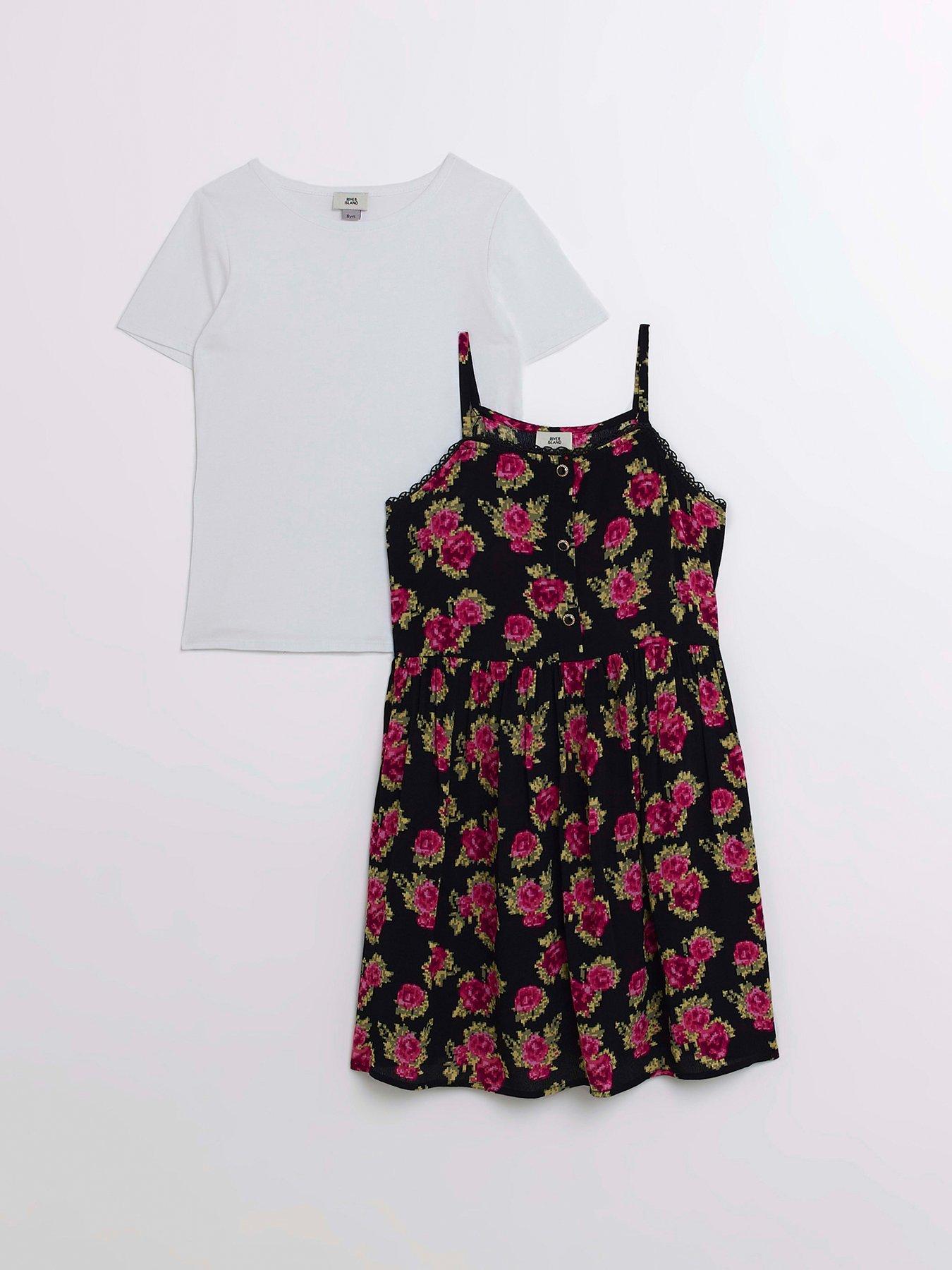 River Island Girls Floral 2 In 1 Cami Dress Set - Black | Very.Co.Uk