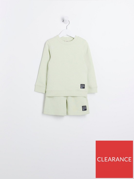 River Island Mini Mini Boys Sweatshirt And Shorts Set - Green | very.co.uk