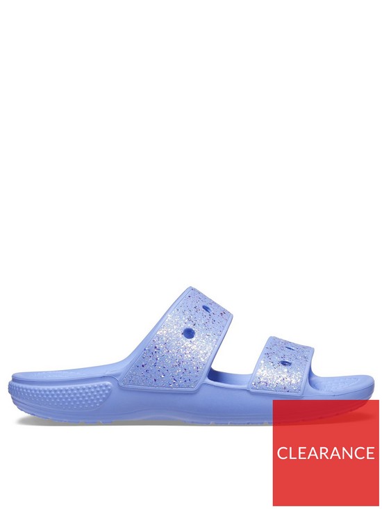 front image of crocs-classic-glitter-slider-sandal
