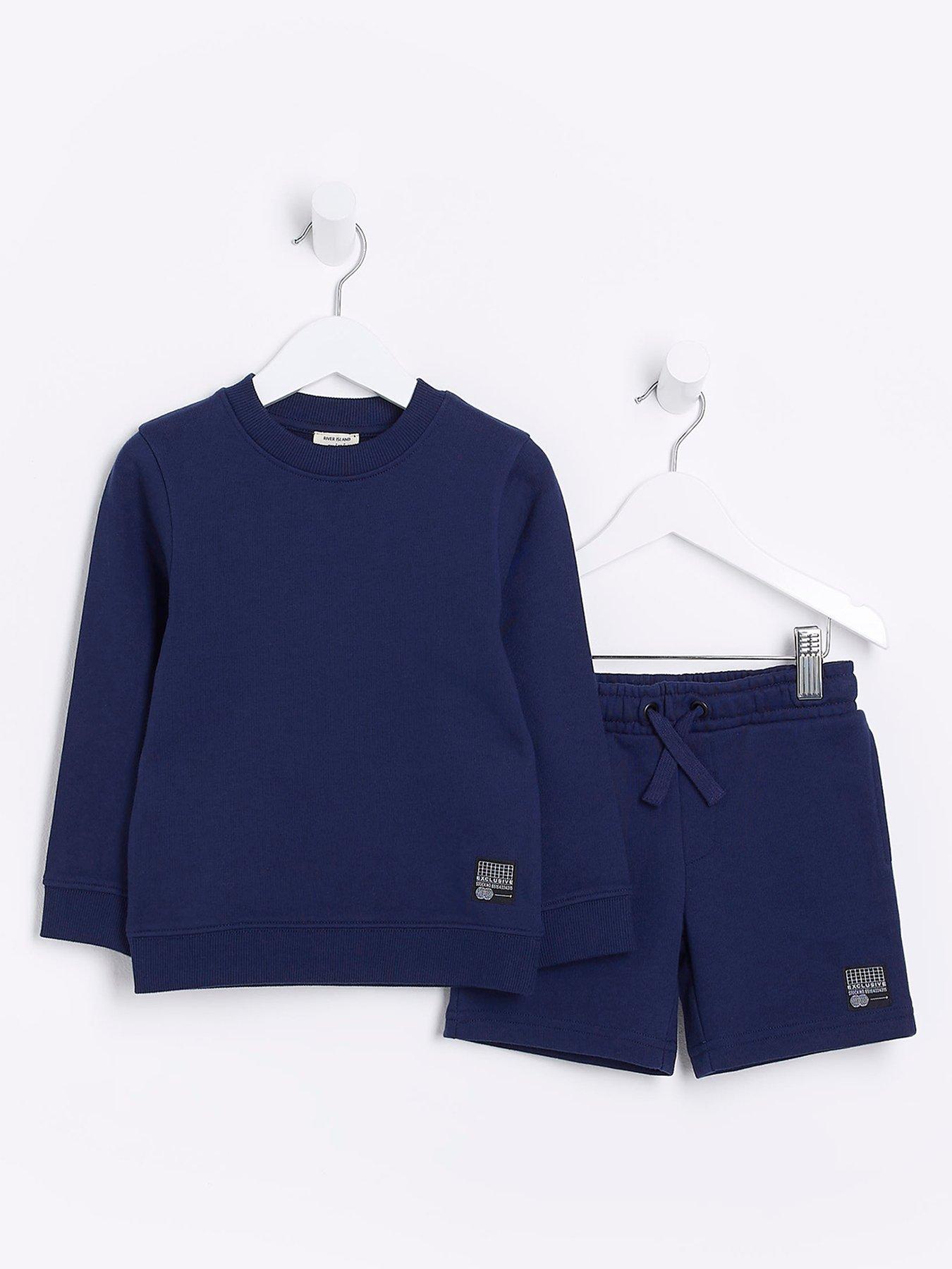 River Island Mini Mini Boys Sweatshirt And Shorts Set Navy