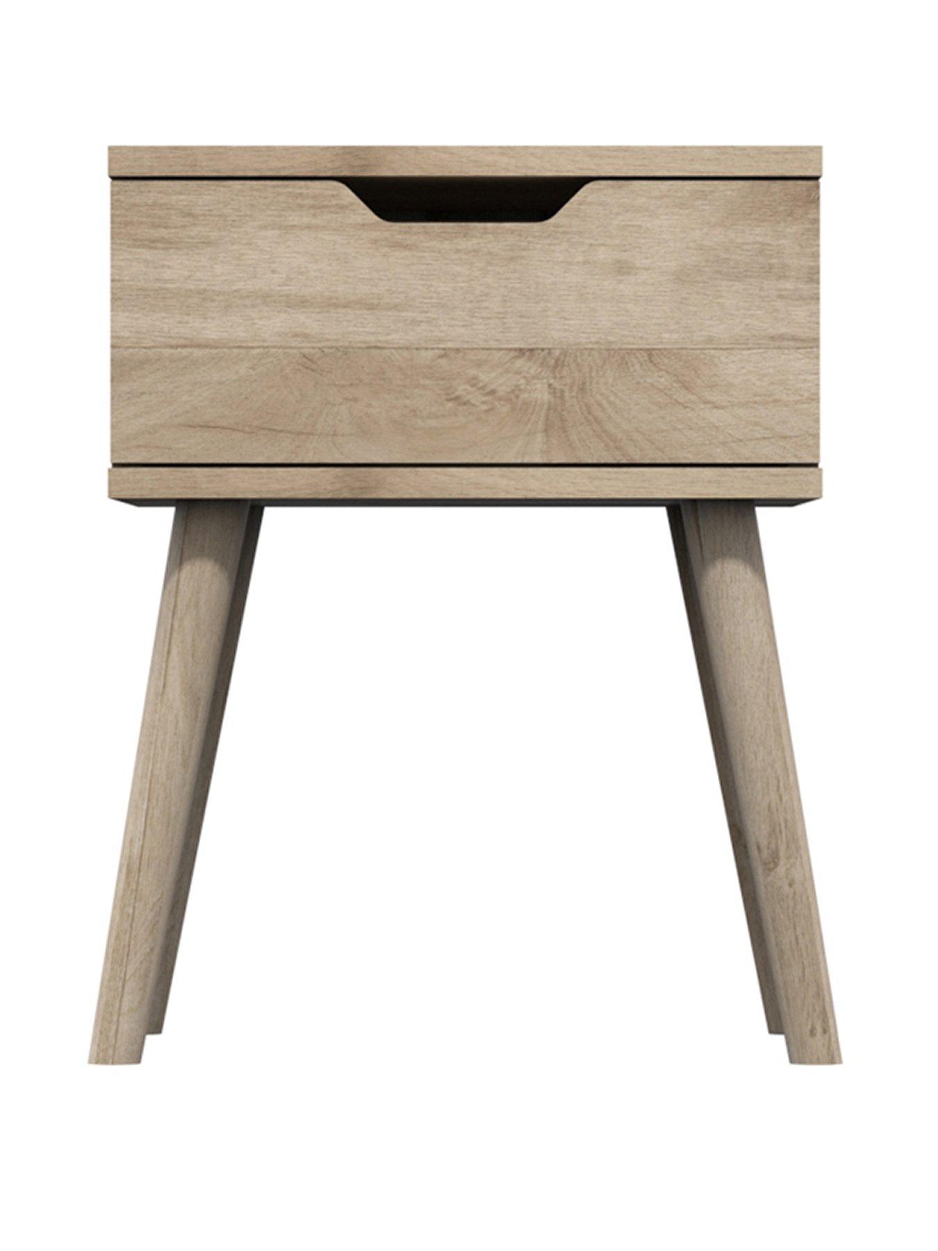 Image of One Call Mustique Ready Assembled 1 Drawer Lamp Table - Oak