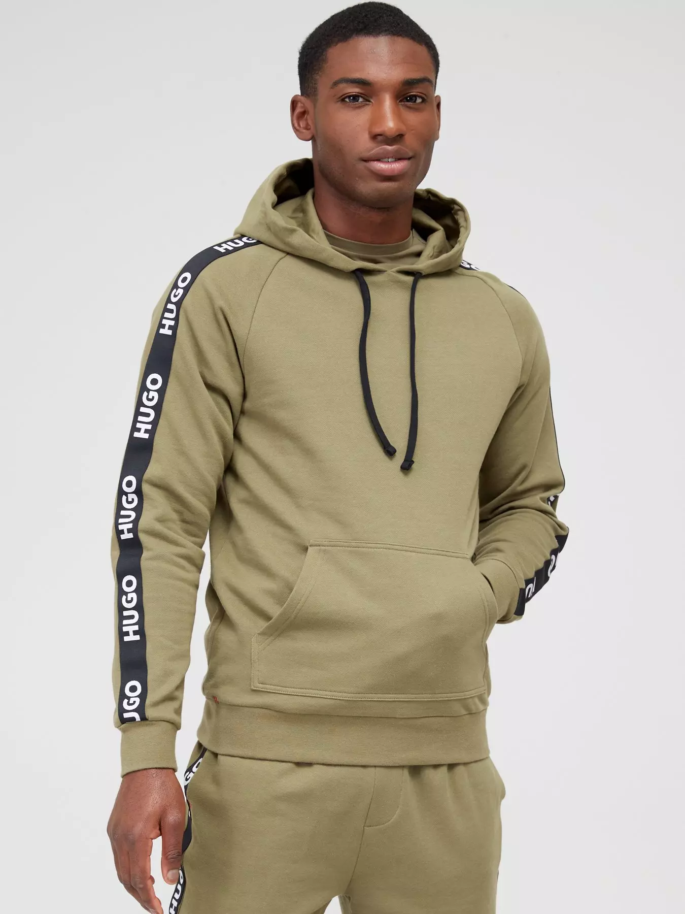 BOSS - Cotton-blend hoodie with color-blocking and logo tape