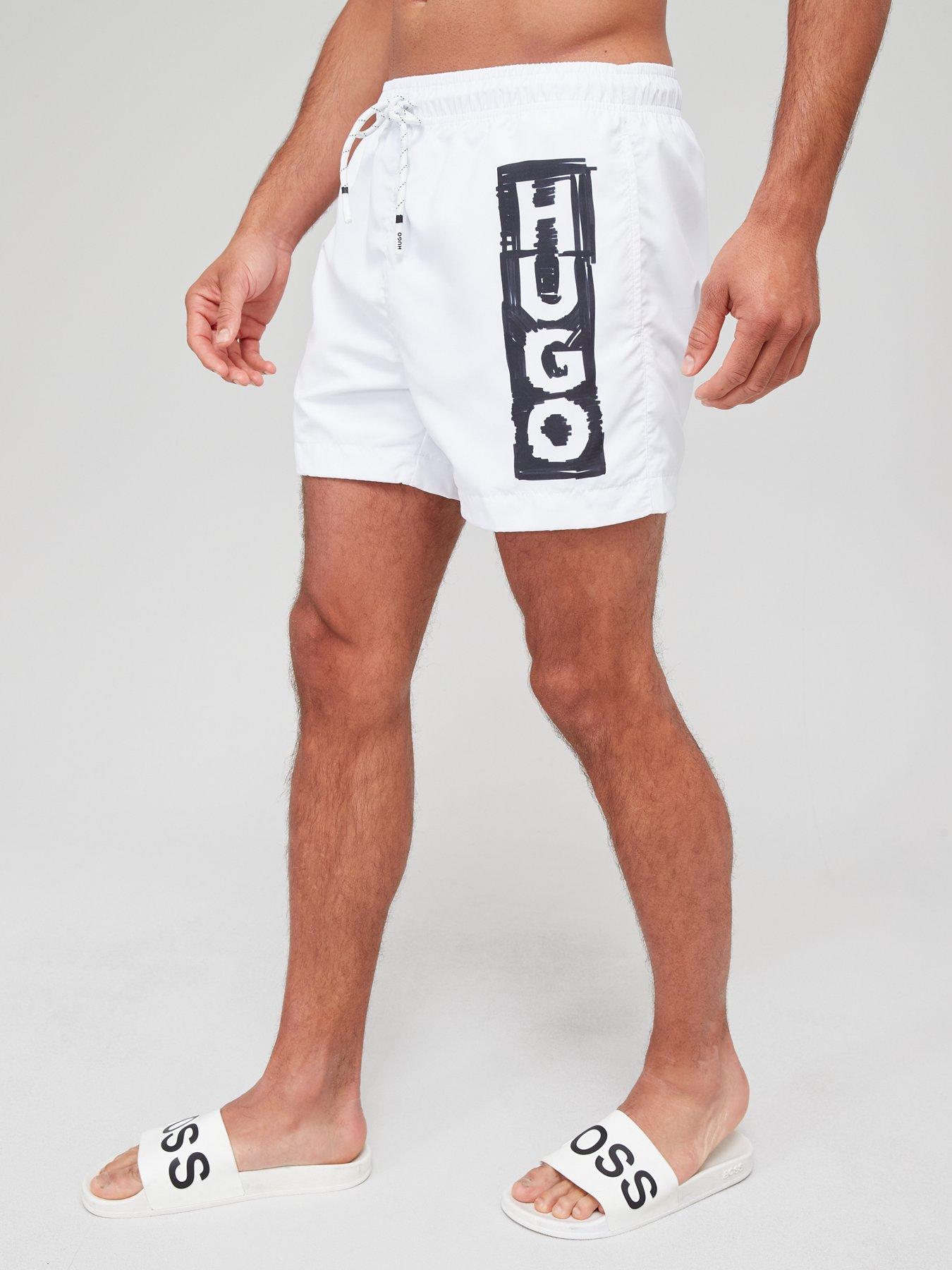 White hugo boss swim on sale shorts