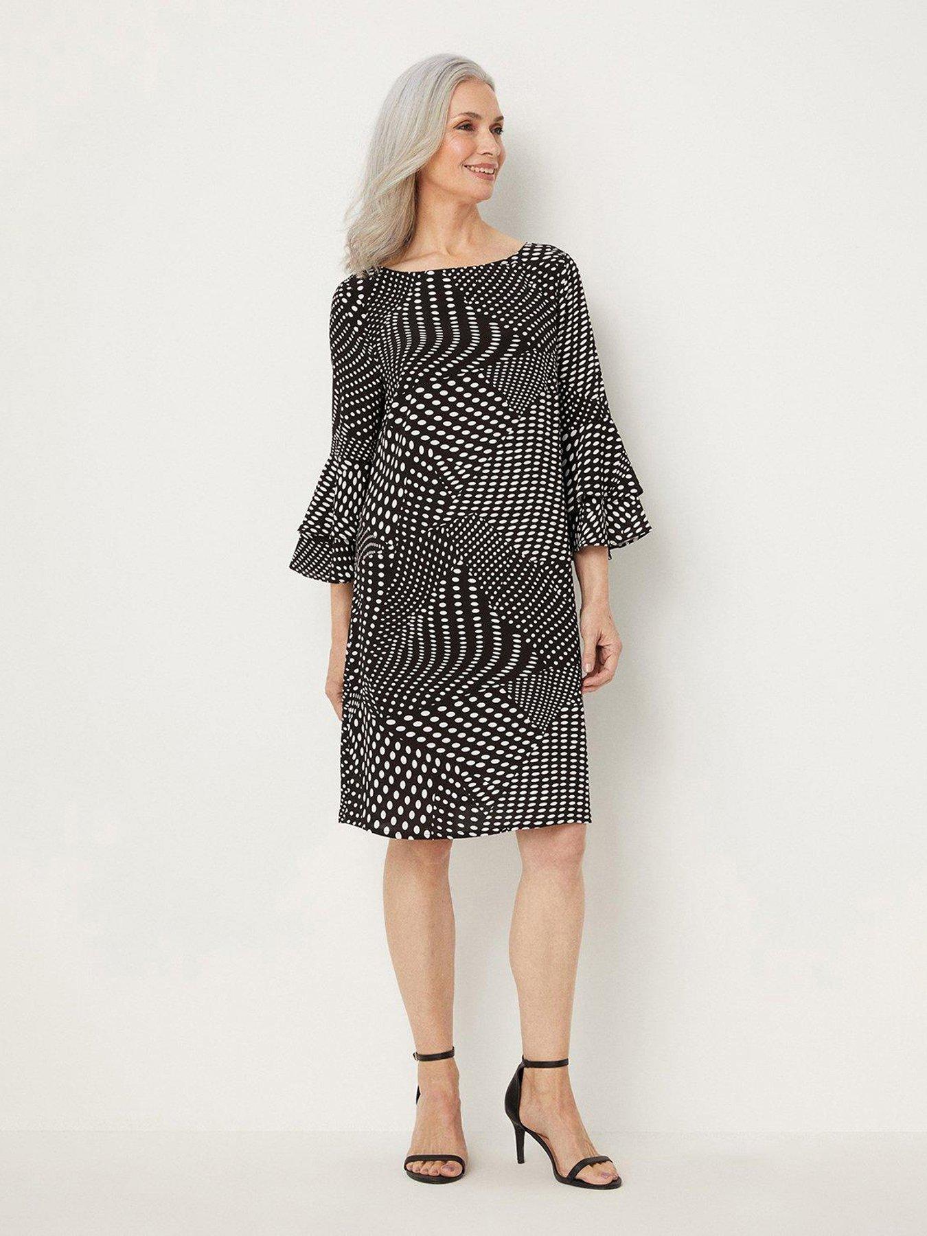 Wallis black spot ruffle dress sale