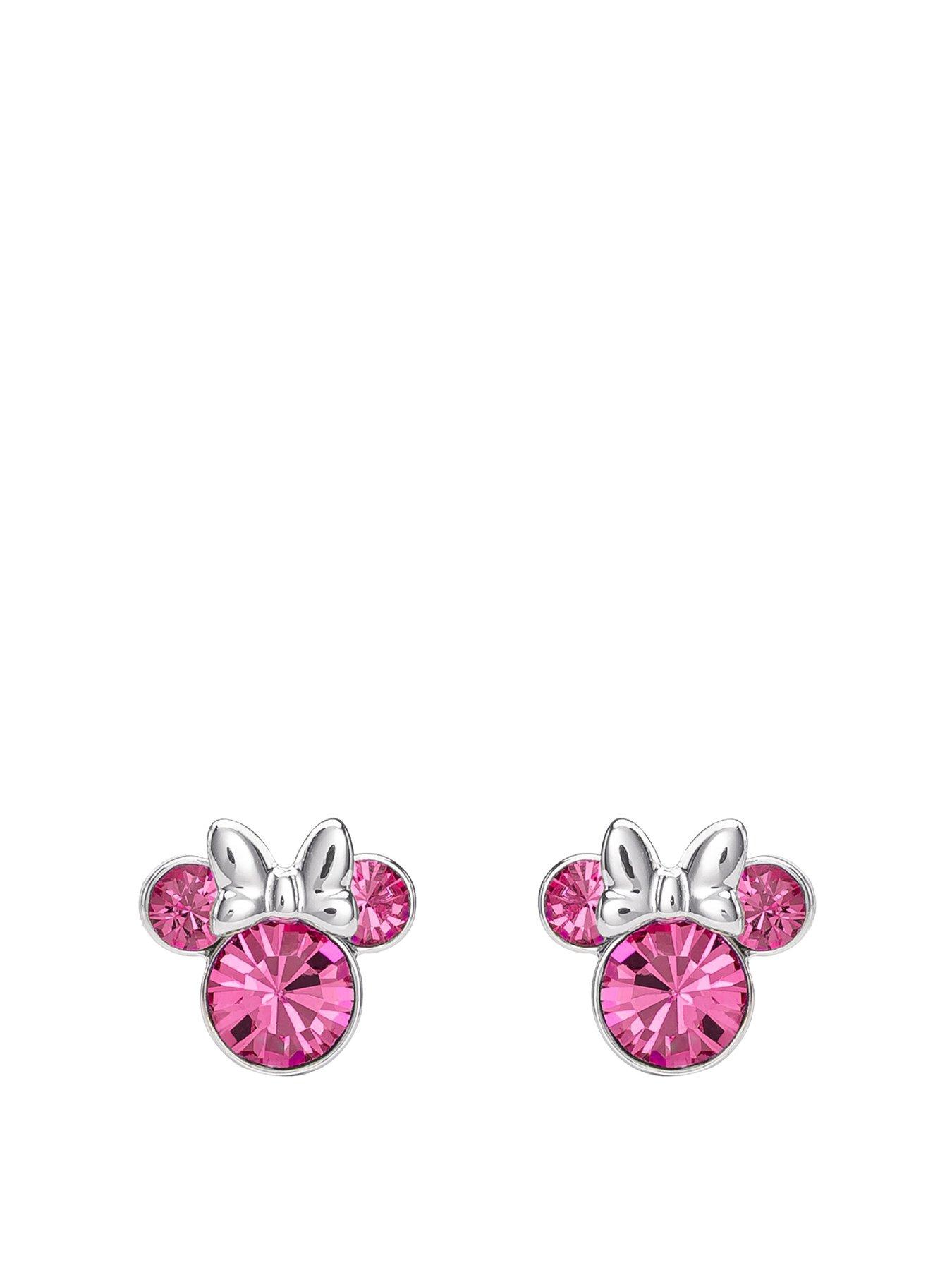 Product photograph of Disney Minnie Silver Plated October Birthstone Stud Earrings from very.co.uk