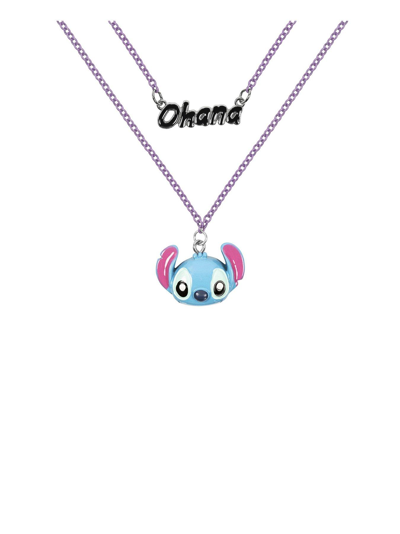 Disney Lilo  &  Stitch Blue Ohana Stitch Double Layered Necklace