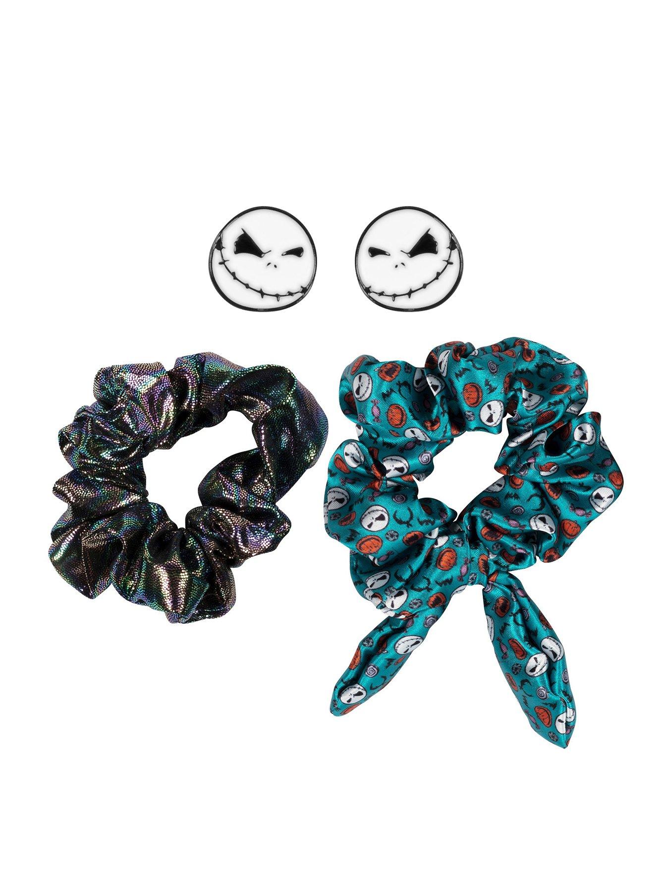 Product photograph of Disney Nightmare Before Christmas Blue Amp Black 2 Piece Scrunchie Amp Earring Set from very.co.uk