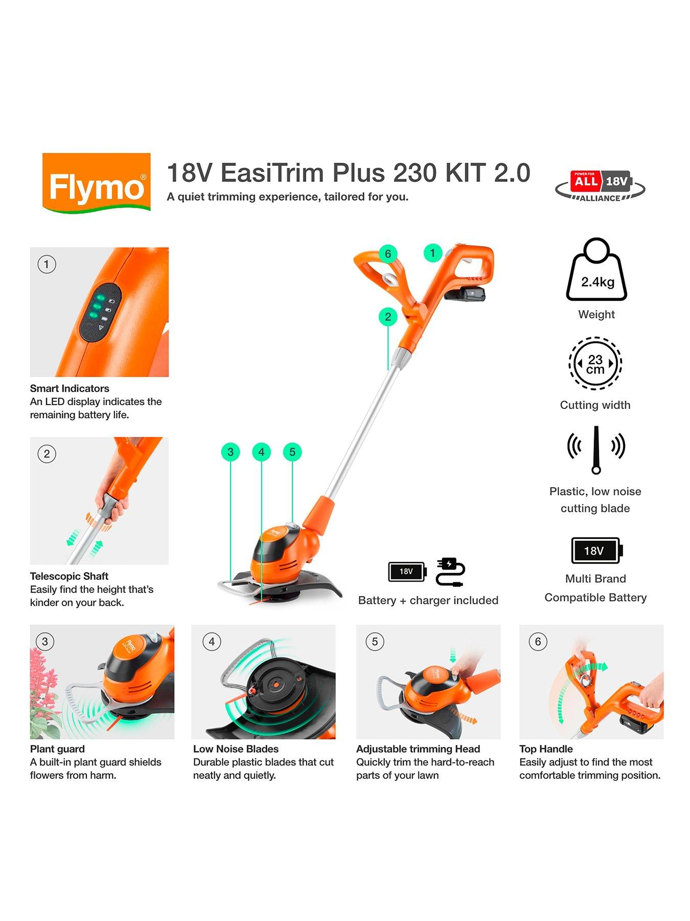 Image 2 of 7 of Flymo 18V EasiTrim 230 Cordless Grass Trimmer